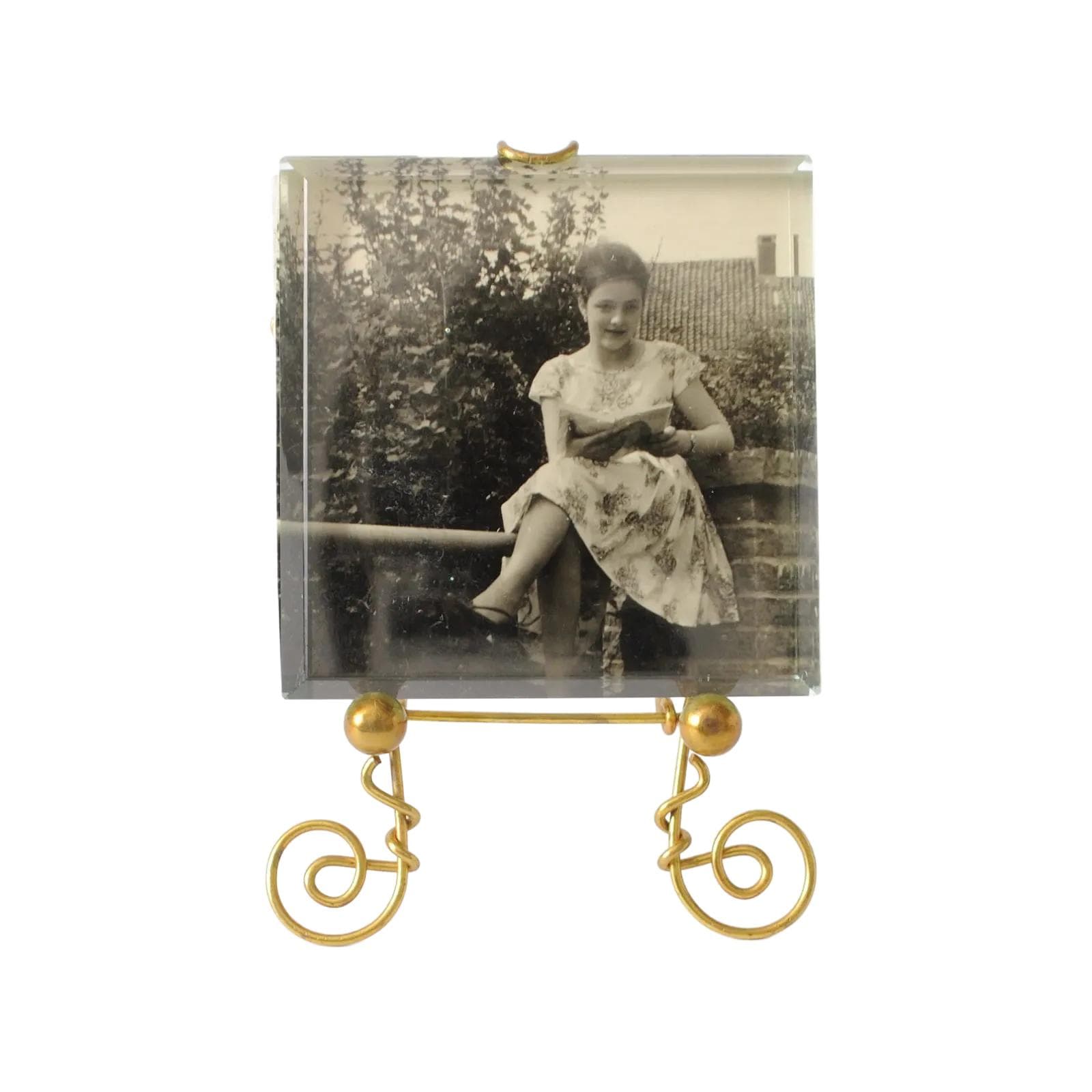 Picture frame, golden, glass brass, Germany, 1960s.