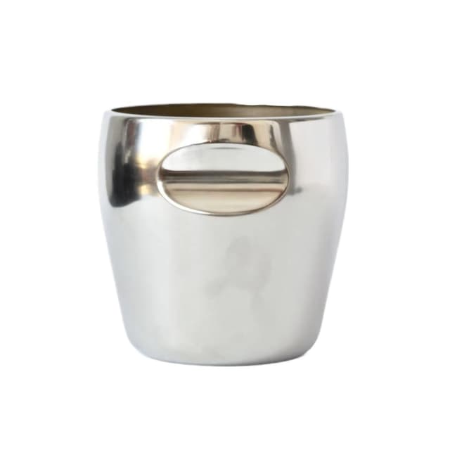 Ice bucket, silver metal, by L. Massoni, C. Mazzeri, Alessi, Italy, 1960s. - DIMENSION