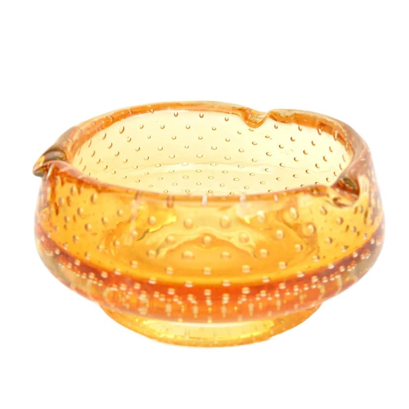 Bowl, orange glass, by M. Metelak, Harrachov, Czechoslovakia, 1960s.