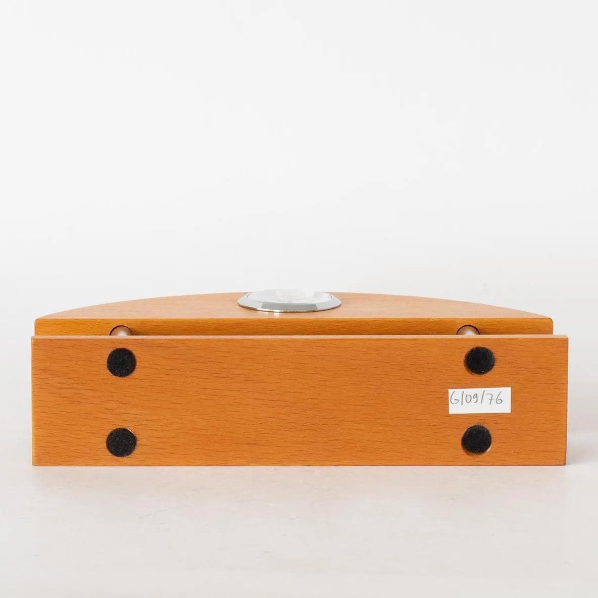 Desk Clock, white, wood, chrome metal, Germany, 1980s. - 161543