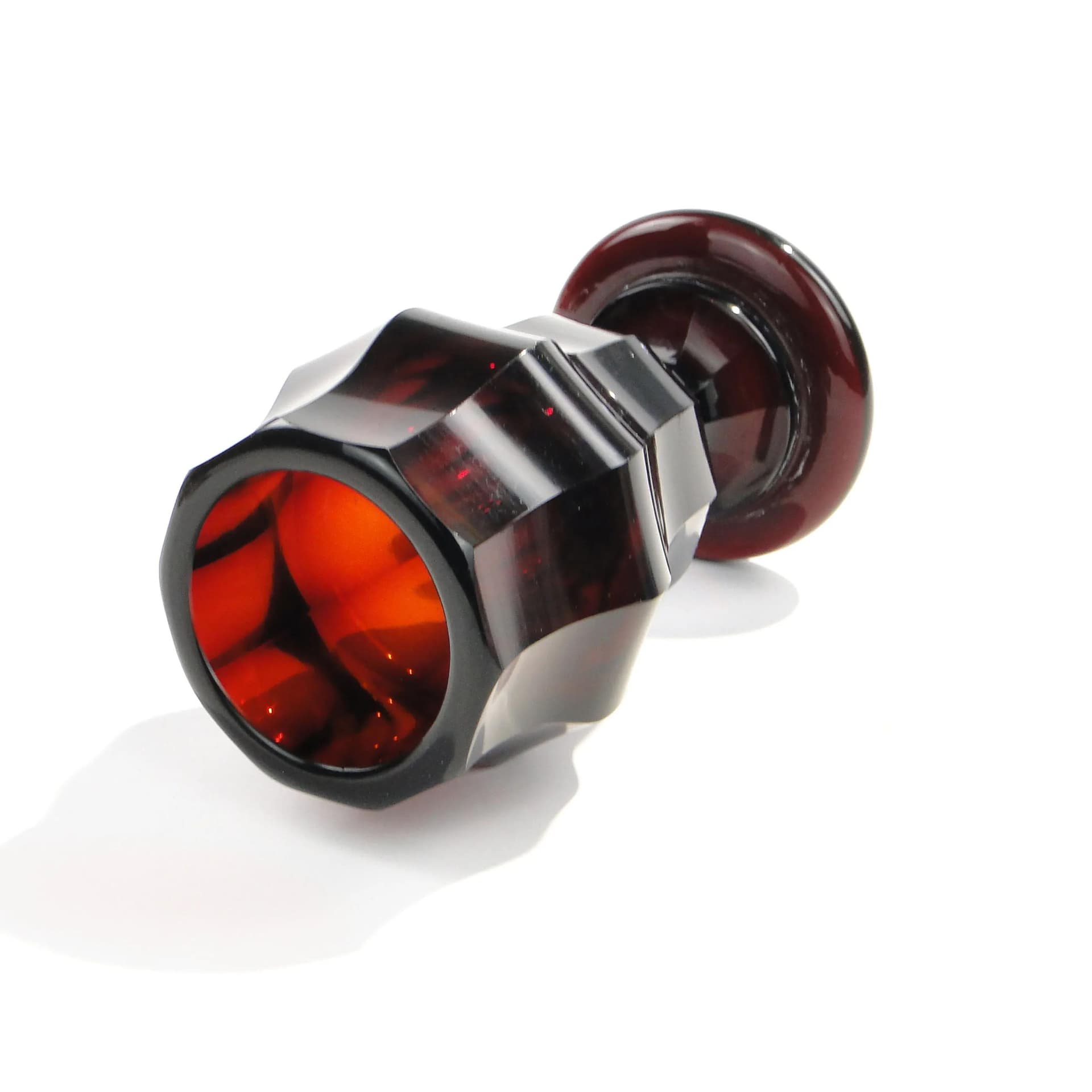 Wazon art déco, rubinowy, kryształ, Polska, lata 40. - 163311