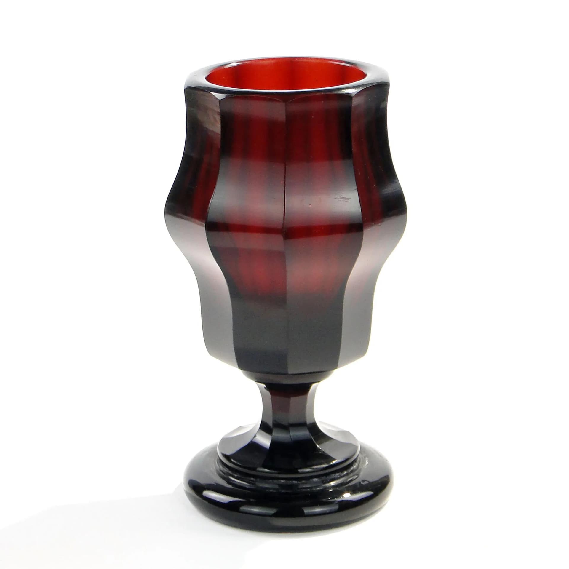 Wazon art déco, rubinowy, kryształ, Polska, lata 40. - 163308