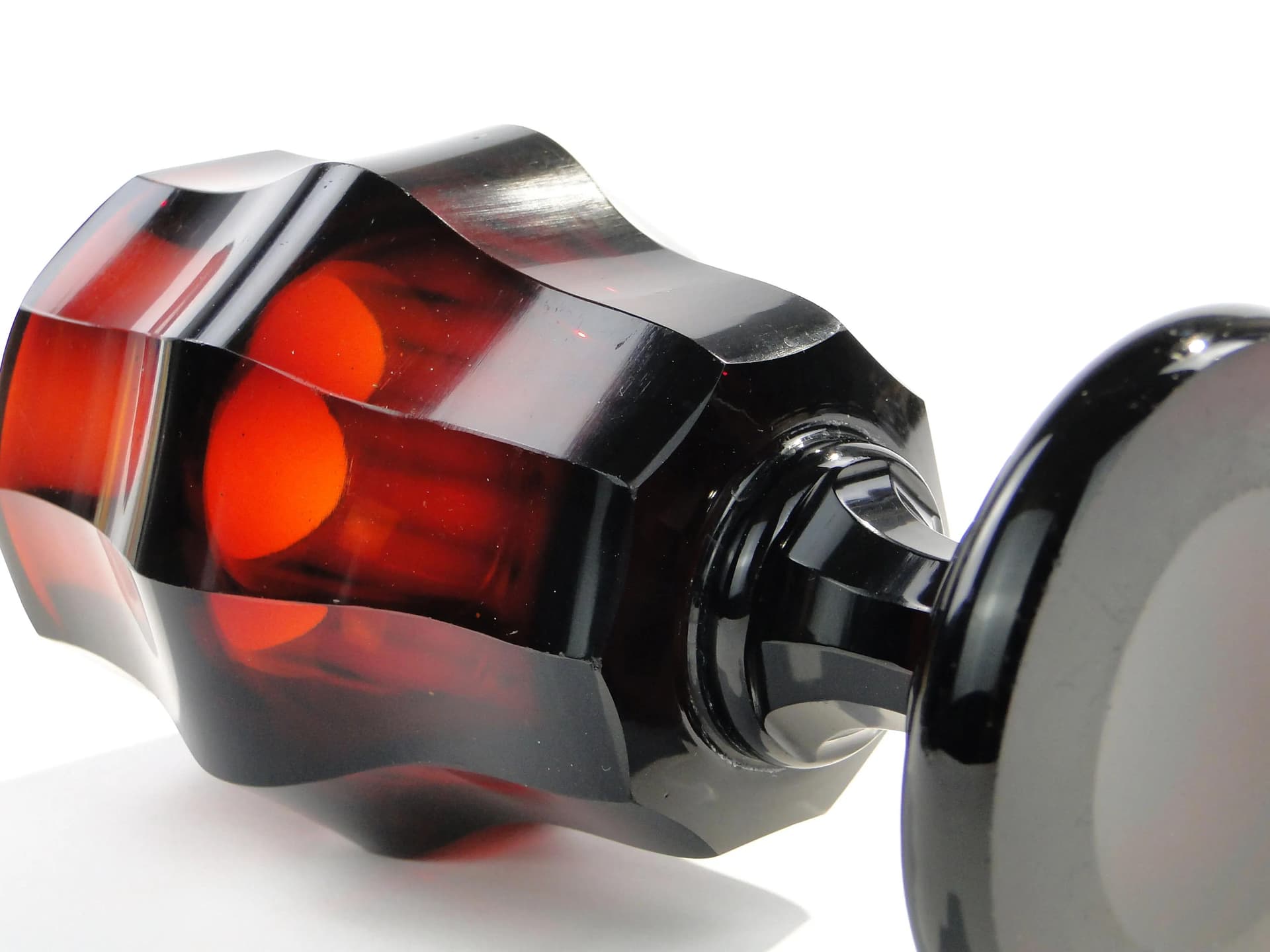 Wazon art déco, rubinowy, kryształ, Polska, lata 40. - 163315