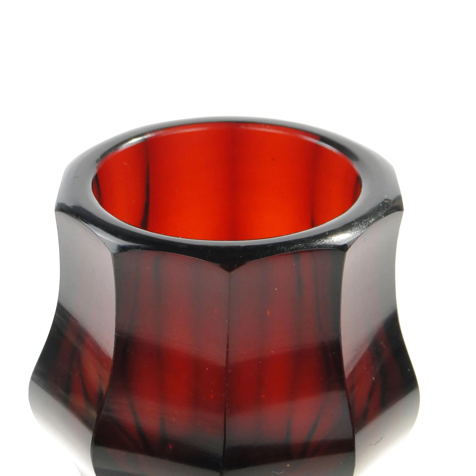 Wazon art déco, rubinowy, kryształ, Polska, lata 40. - 163313