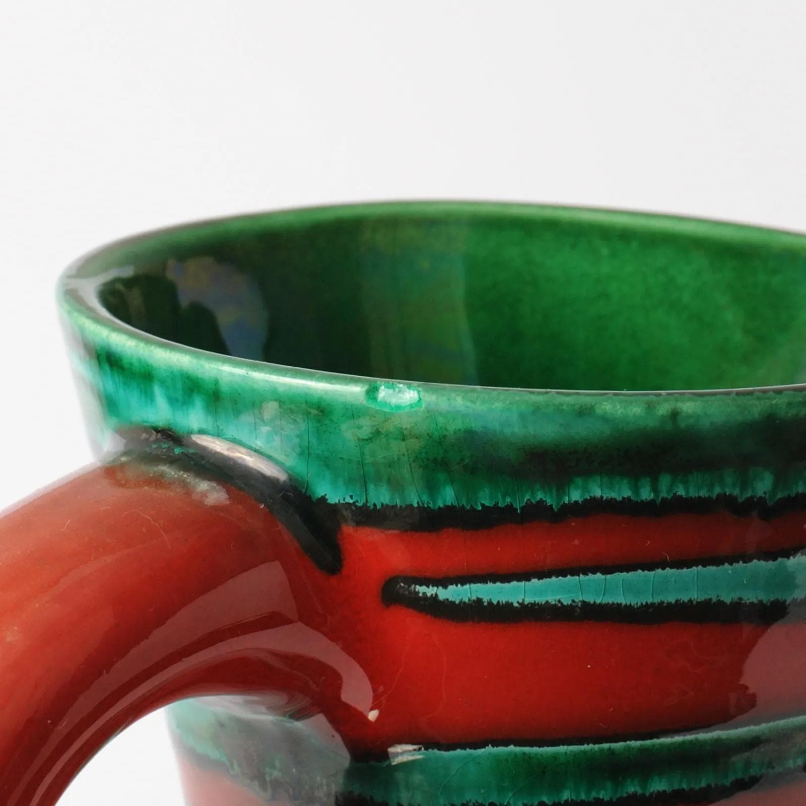 Pitcher Mephisto, red green, ceramics, Saint Clement, France, 1960s. - 161527