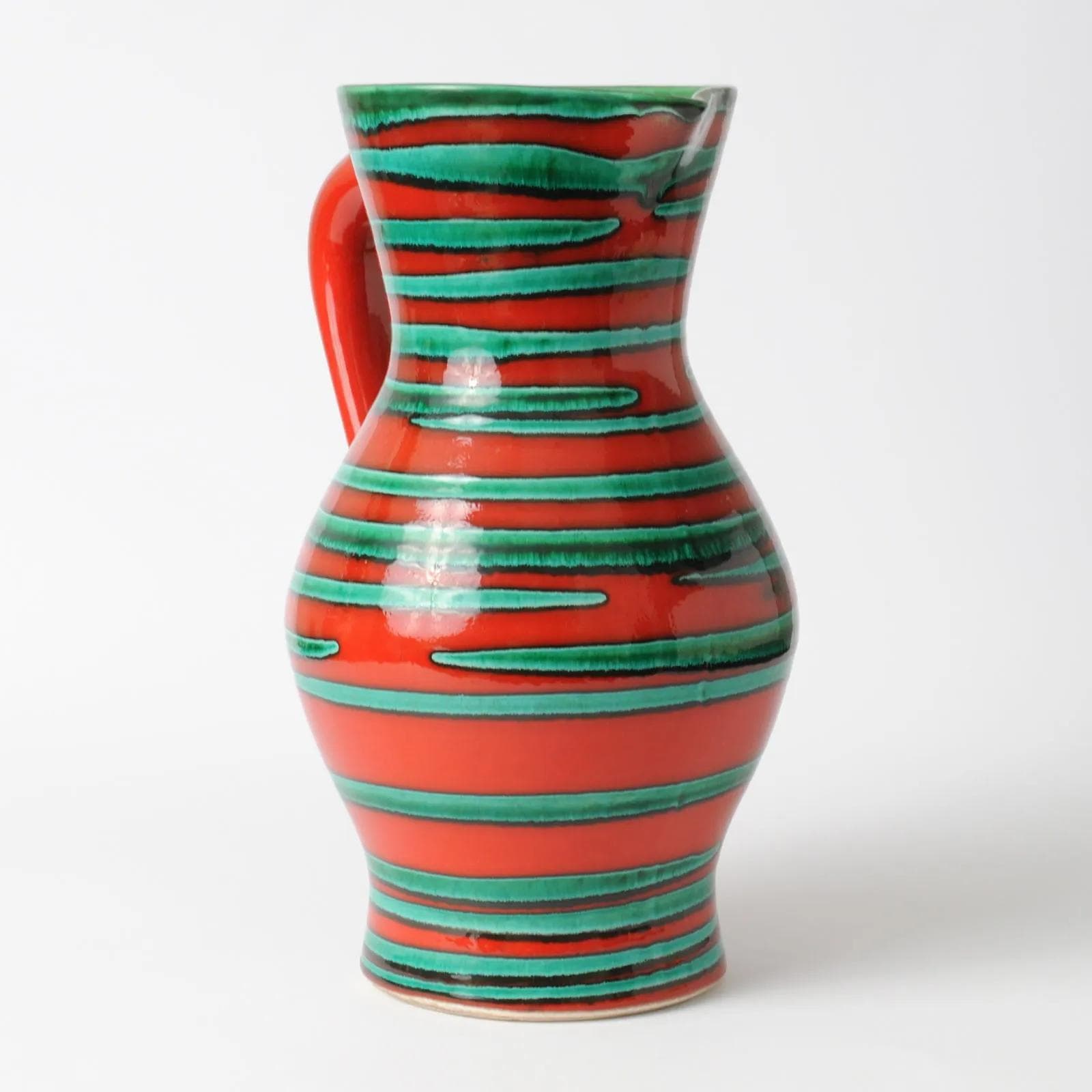 Pitcher Mephisto, red green, ceramics, Saint Clement, France, 1960s. - 161528