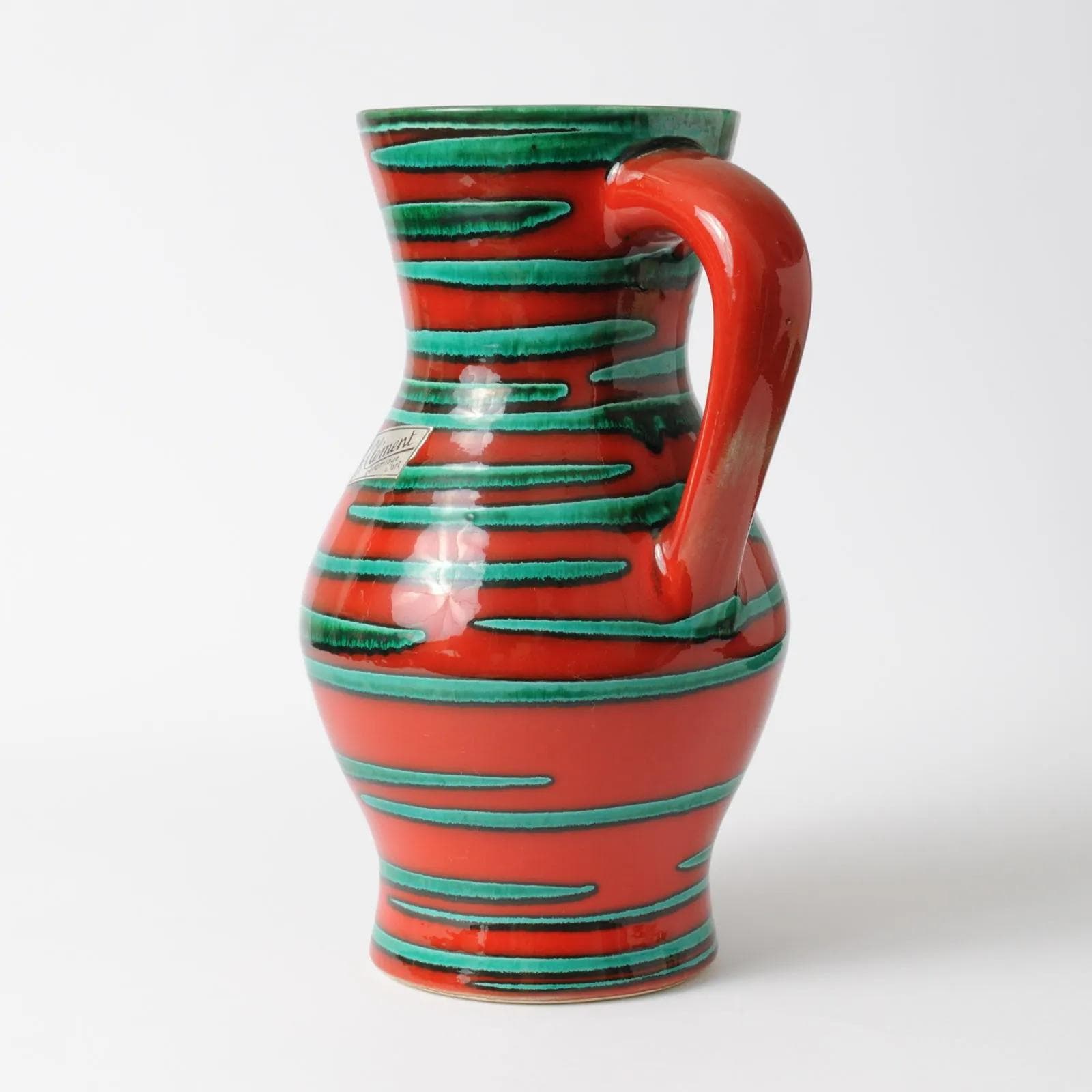 Pitcher Mephisto, red green, ceramics, Saint Clement, France, 1960s. - 161524