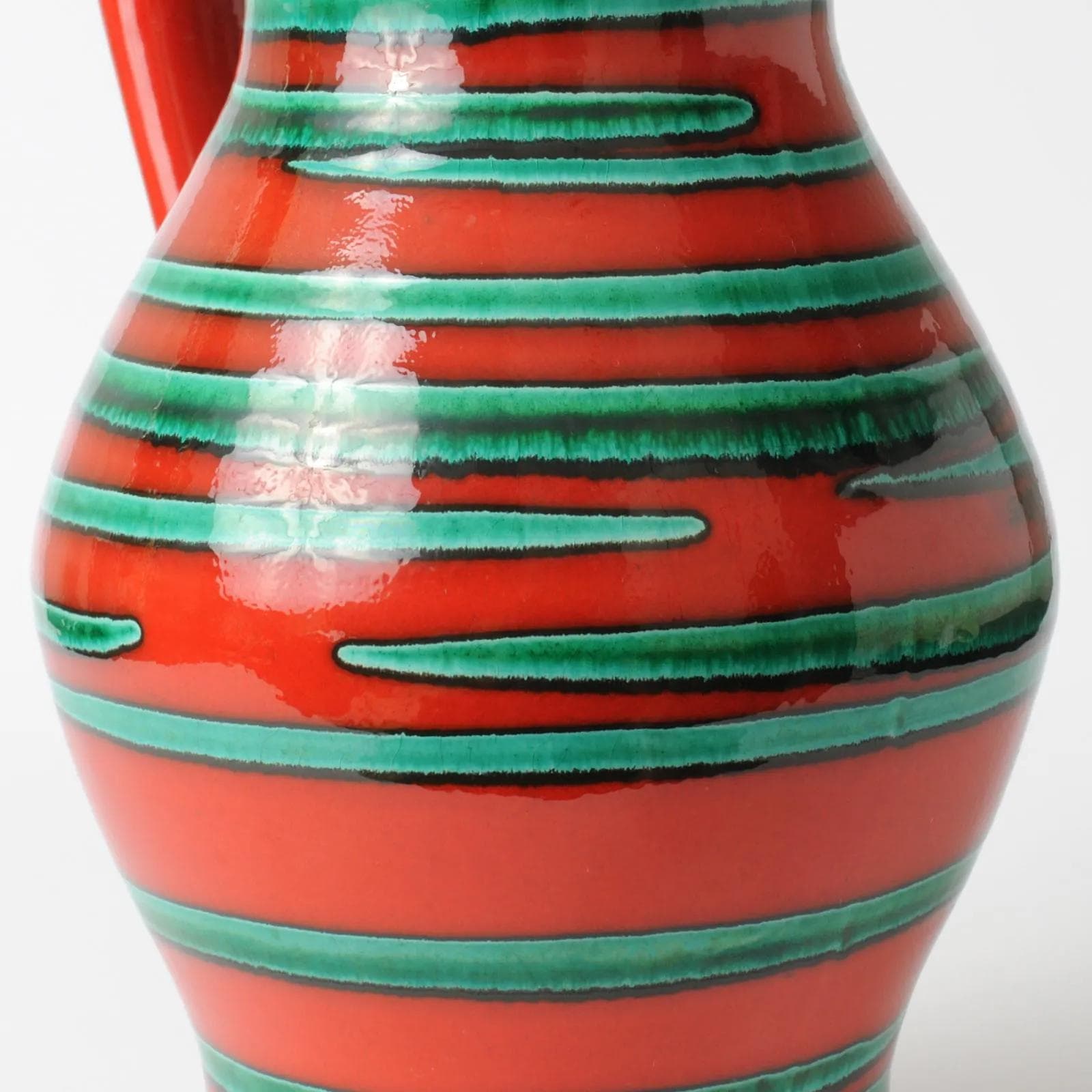 Pitcher Mephisto, red green, ceramics, Saint Clement, France, 1960s. - 161531