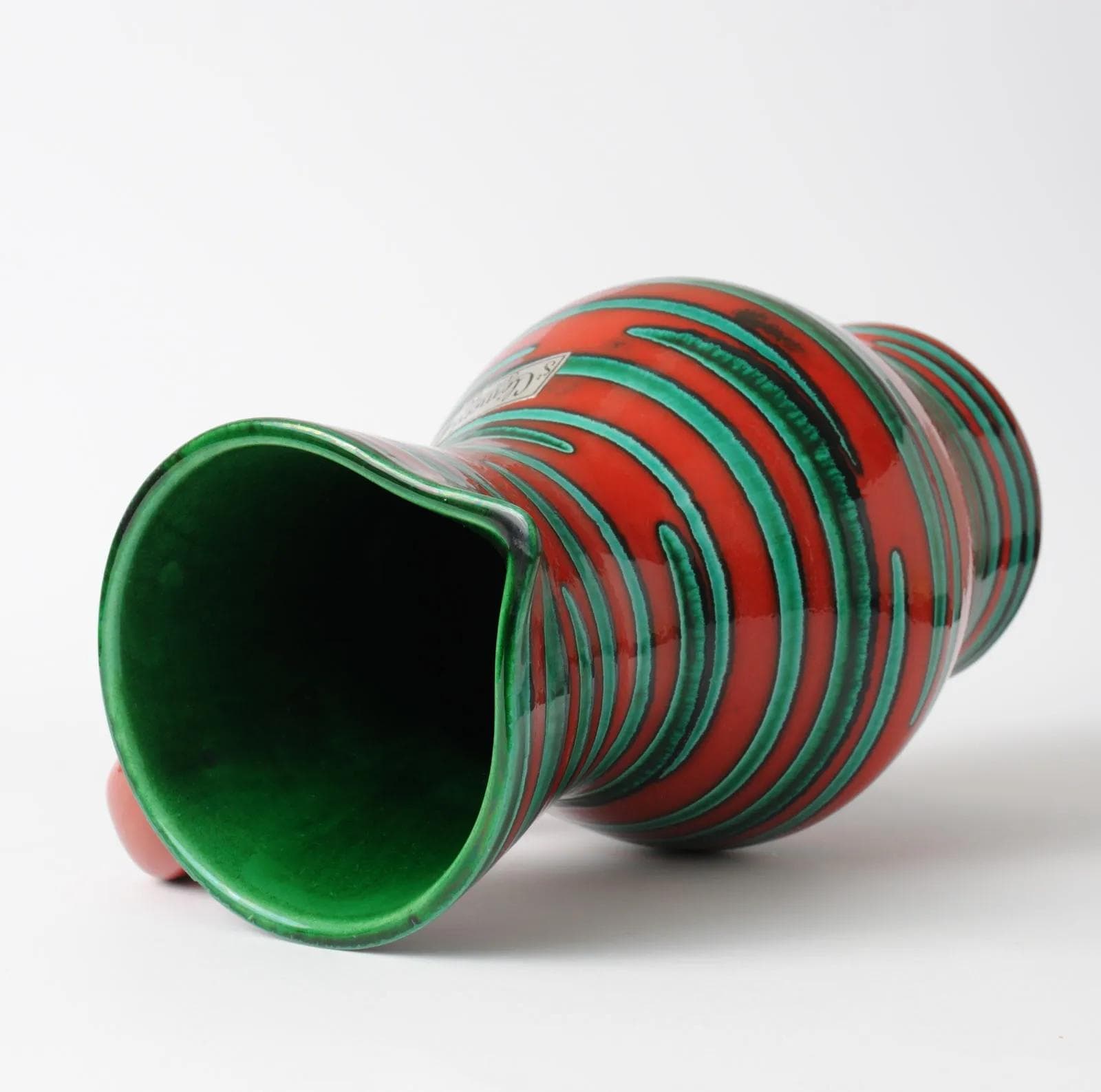 Pitcher Mephisto, red green, ceramics, Saint Clement, France, 1960s. - 161530