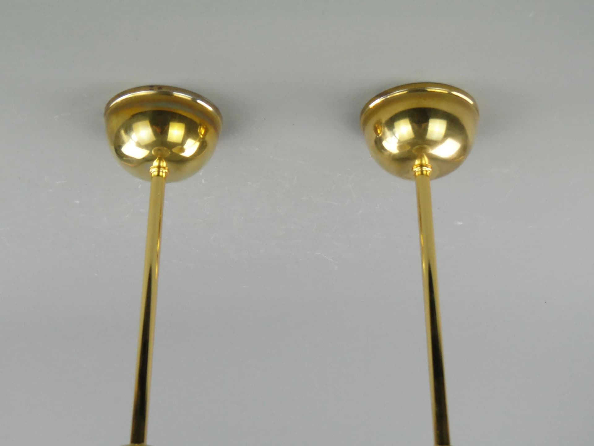 Pair of ceiling lamps, ecru glass, brass, Poland, 1950s. - 163285