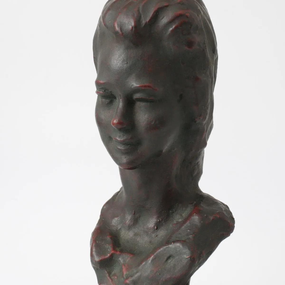 Bust of a Girl, brown ceramic, by E. Patris, Belgium, 1960s - 161513