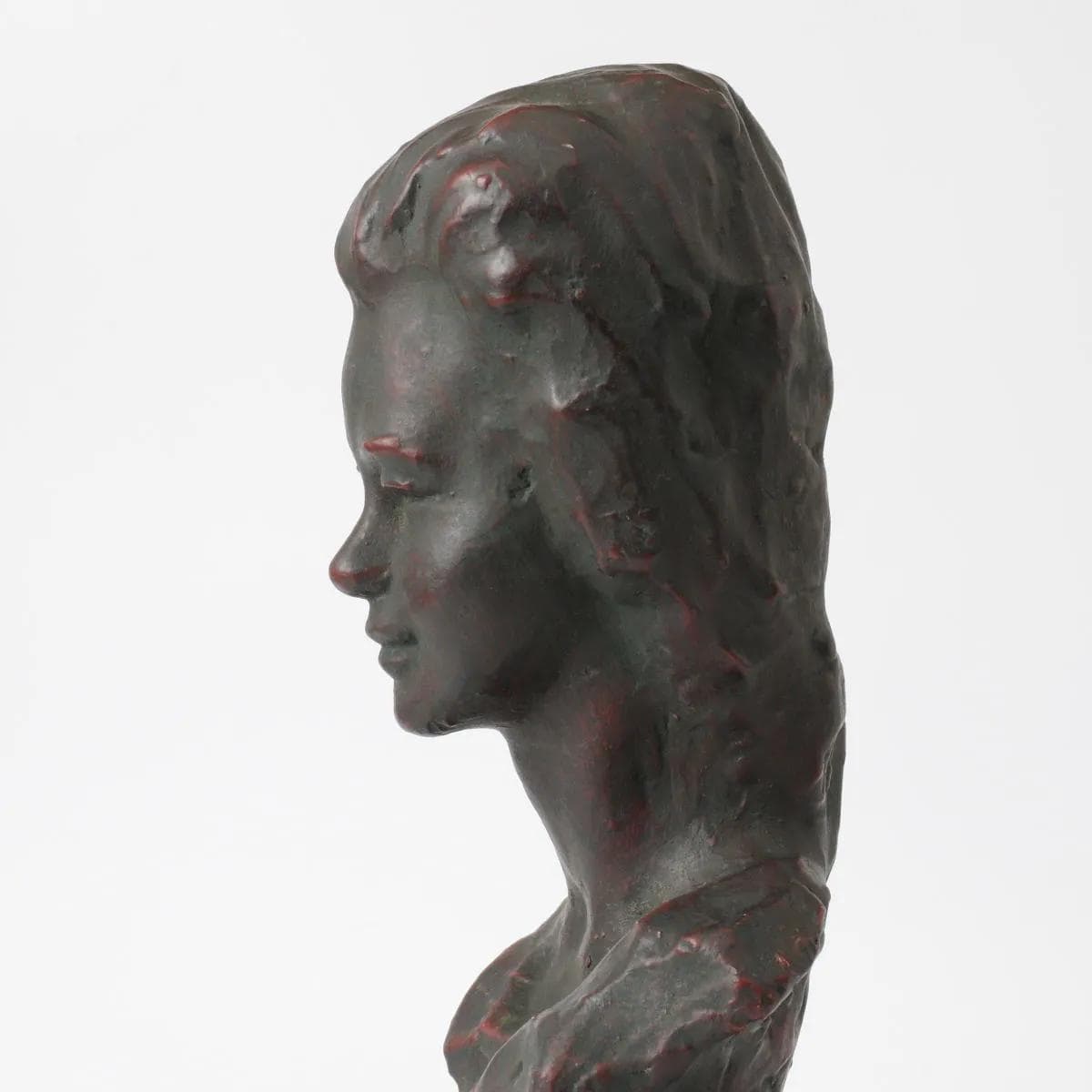 Bust of a Girl, brown ceramic, by E. Patris, Belgium, 1960s - 161510