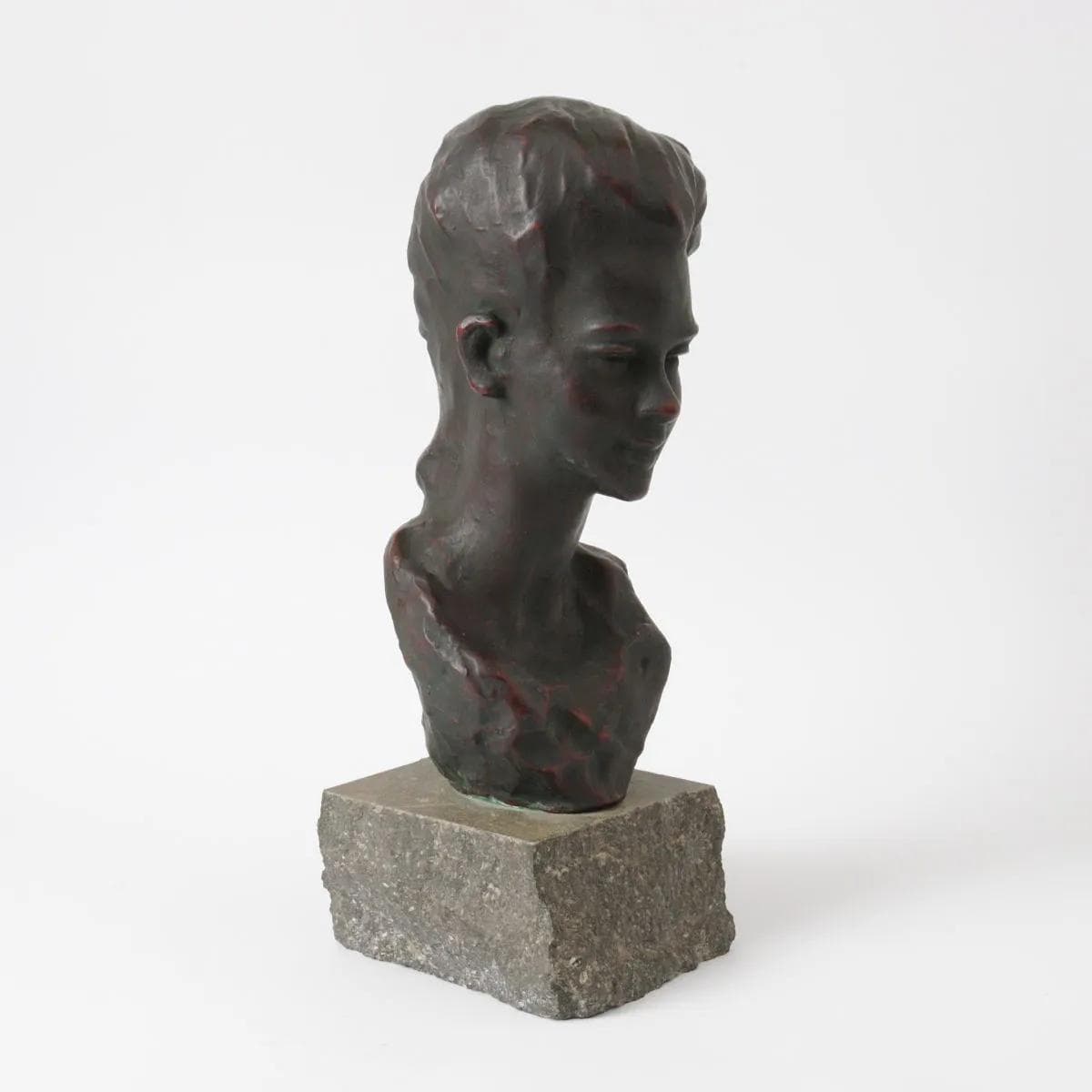 Bust of a Girl, brown ceramic, by E. Patris, Belgium, 1960s - 161507