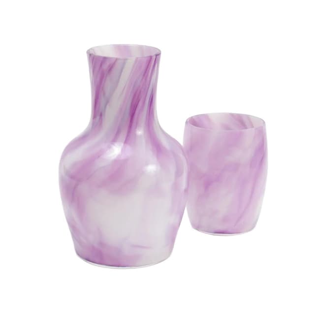 Carafe, marbled white violet glass, France, early 20th c. - DIMENSION