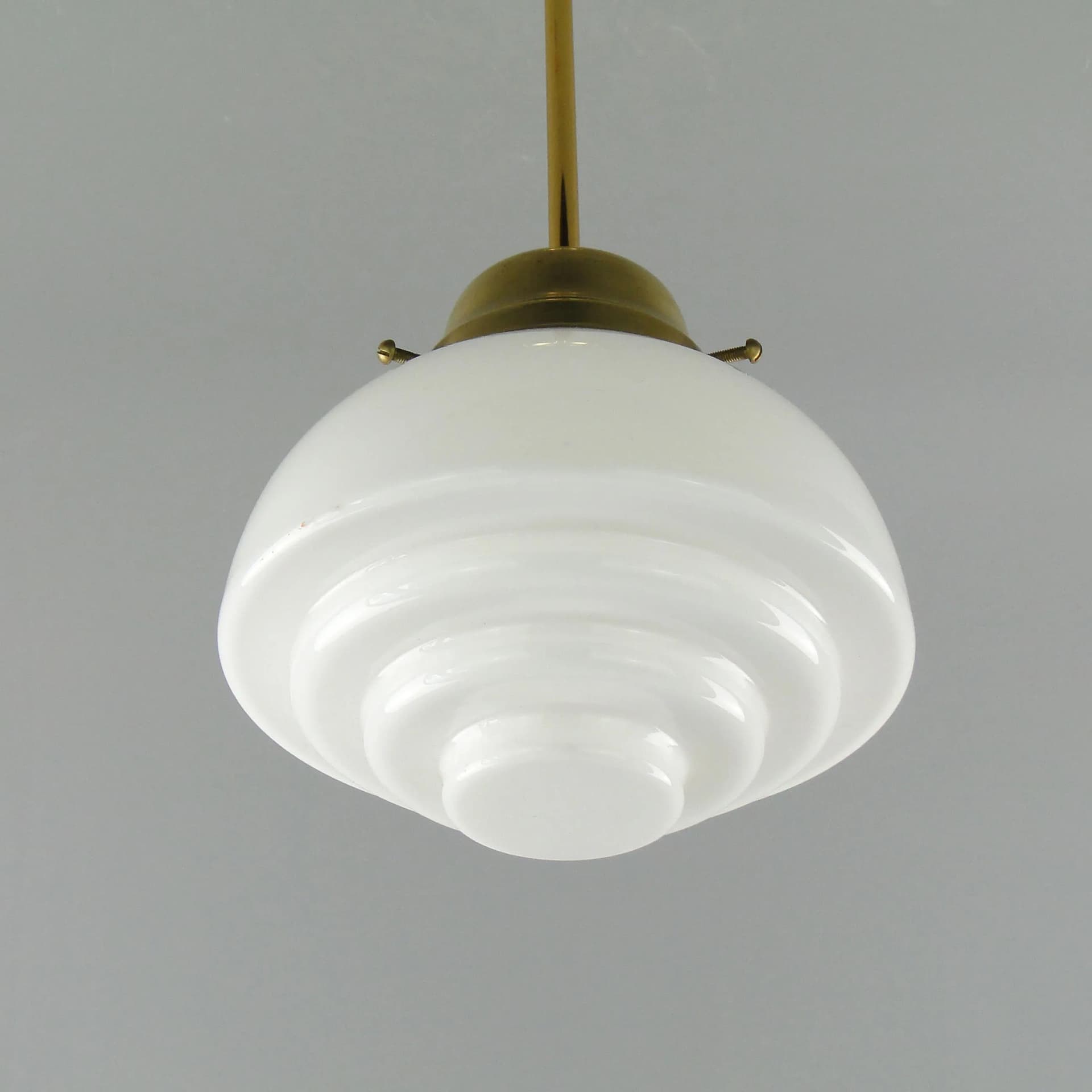 Pendant Lamp Art Deco, white glass, Poland, 1920s. - 163270