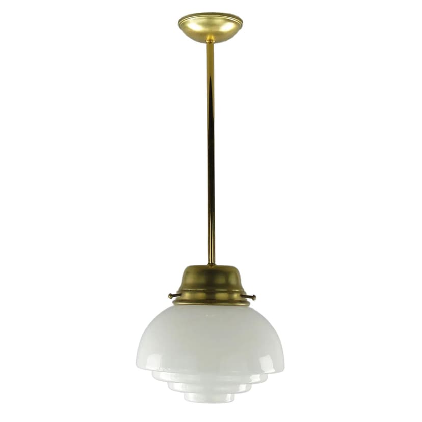 Pendant Lamp Art Deco, white glass, Poland, 1920s.