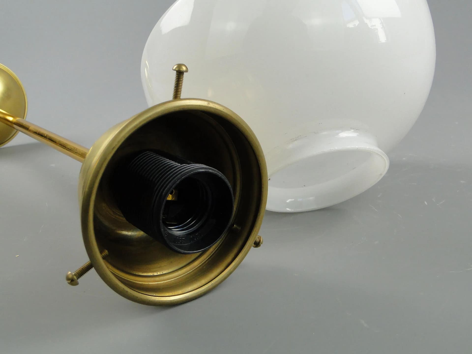 Pendant Lamp Art Deco, white glass, Poland, 1920s. - 163274