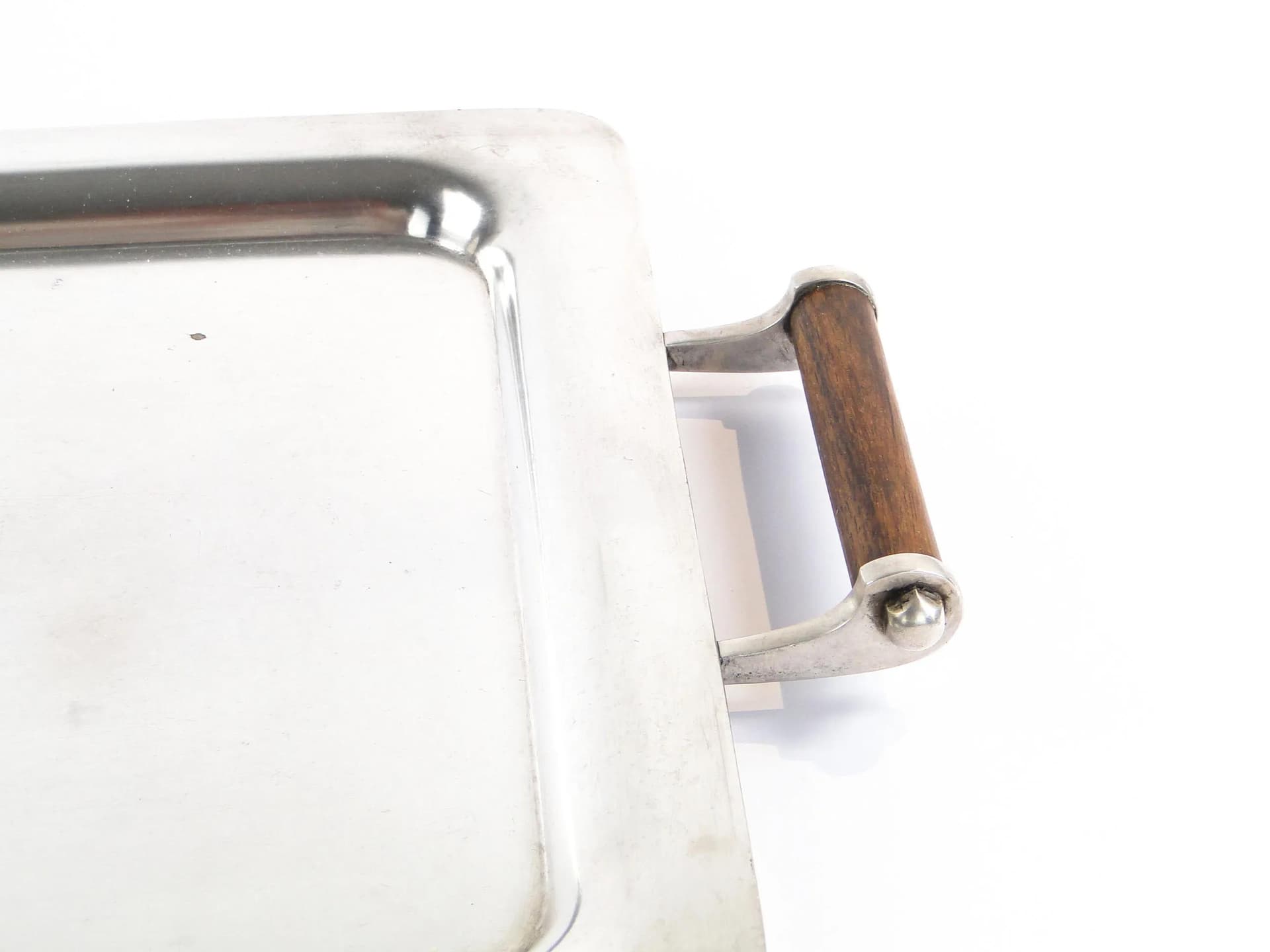 Taca Art déco, mosiądz srebrzony, uchwyty heban, Norblin, Polska, lata 20. - 10448