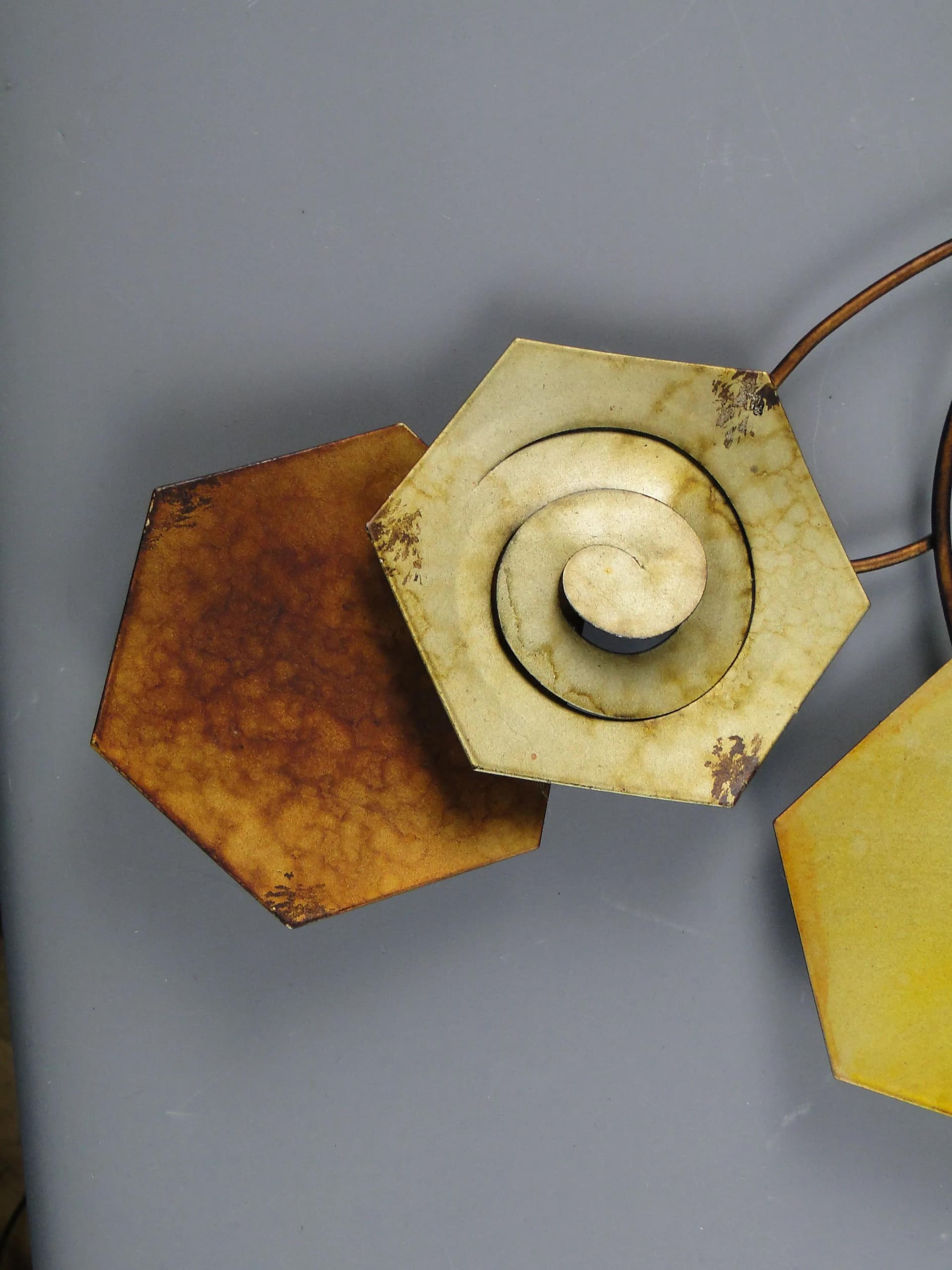 Rzeźba ścienna, drzewo, metal miedziany mosiądz, proj. C. Jere, USA, lata 70. - 163245