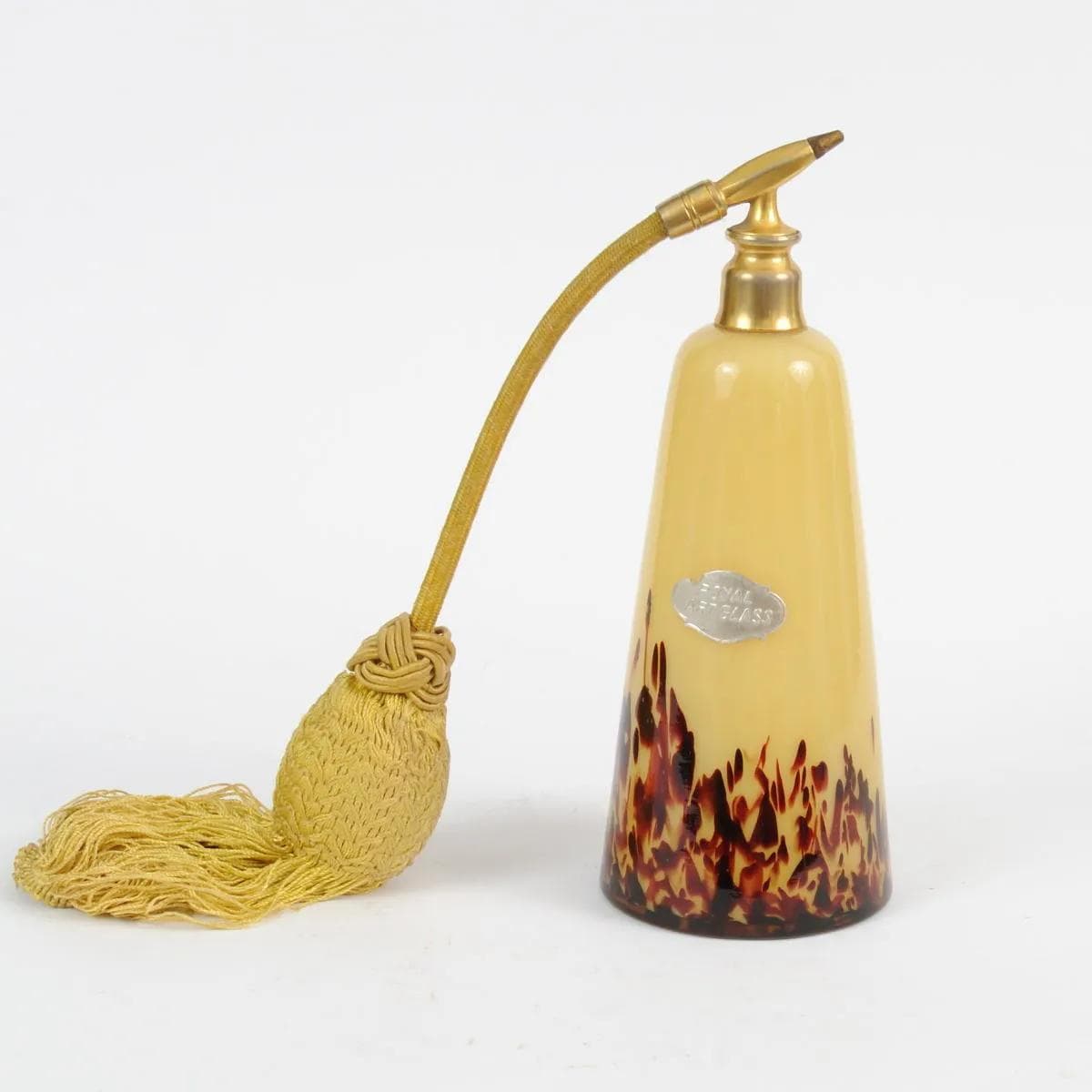 Flakon na perfumy, beżowy, szkło, Franz Welz, Czechosłowacja, lata 20. - 161436