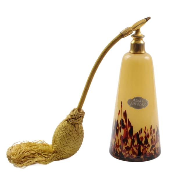 Flakon na perfumy, beżowy, szkło, Franz Welz, Czechosłowacja, lata 20. - WYMIARY