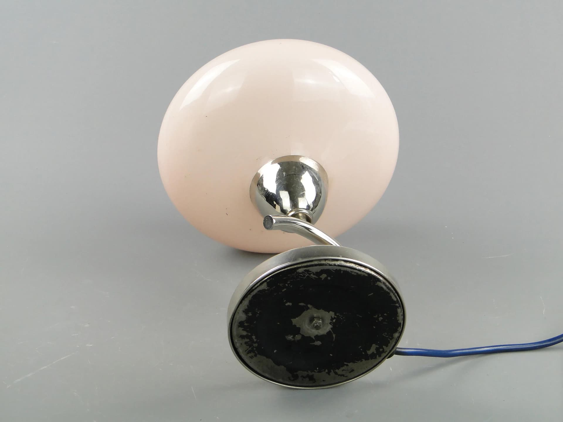 Table Lamp, Art Deco, nickel-plated steel, pink glass, Poland, 1930s. - 163228