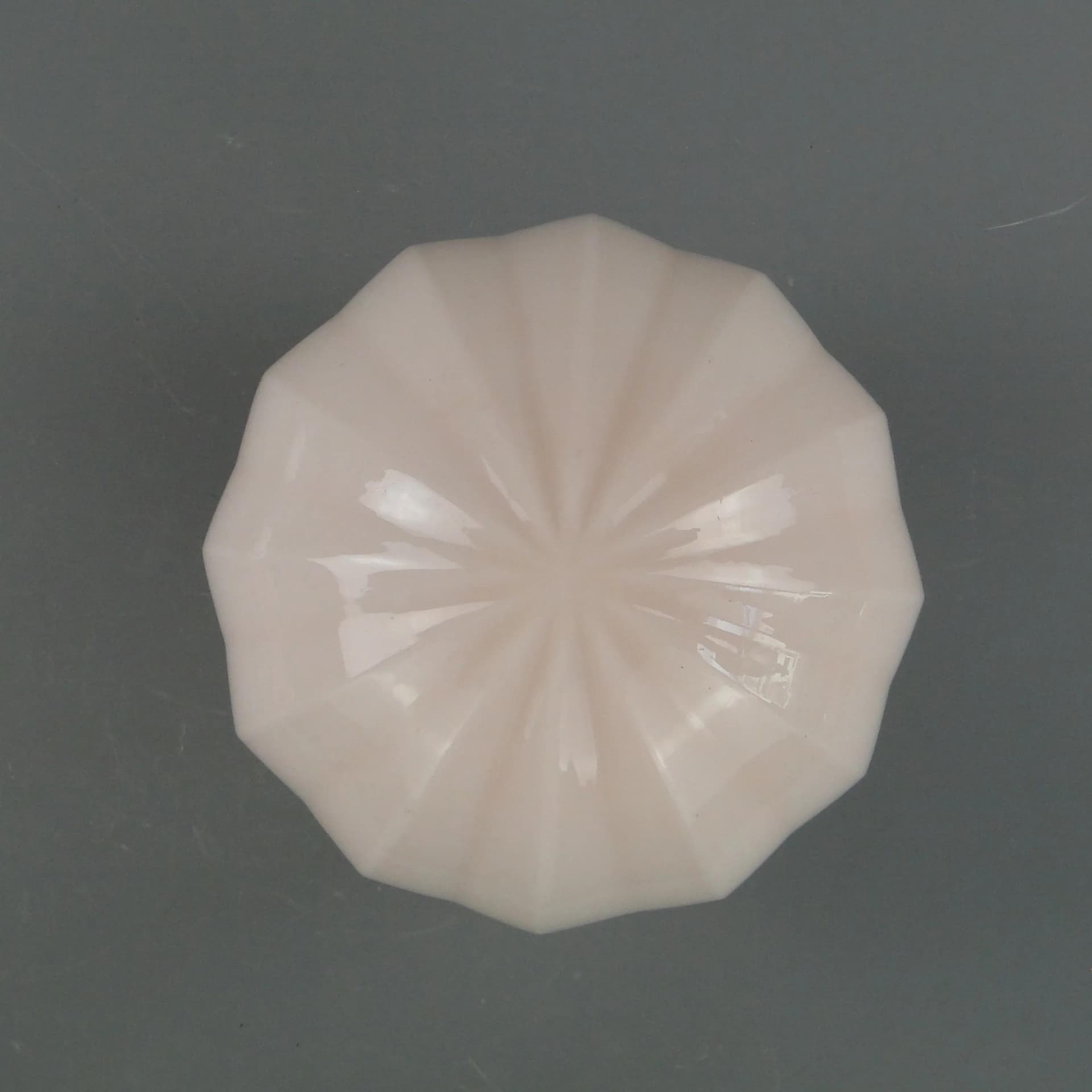 Eclectic ceiling light, pink glass, brass, Poland, 1940s. - 163215