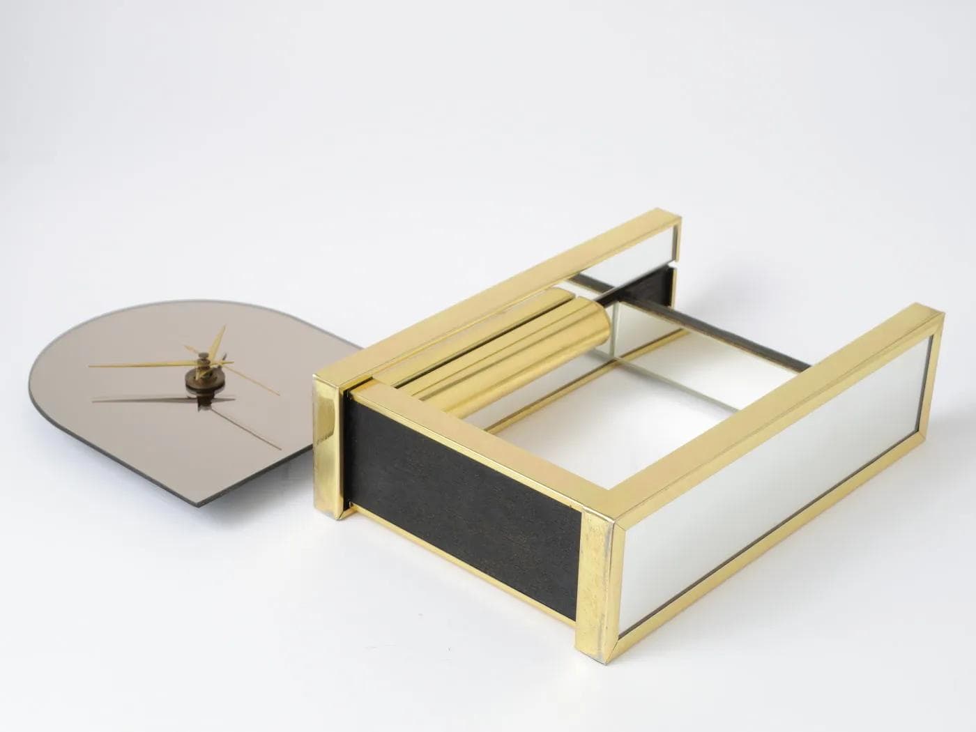 Clock, golden metal, Netherlands, 1980s. - 161432