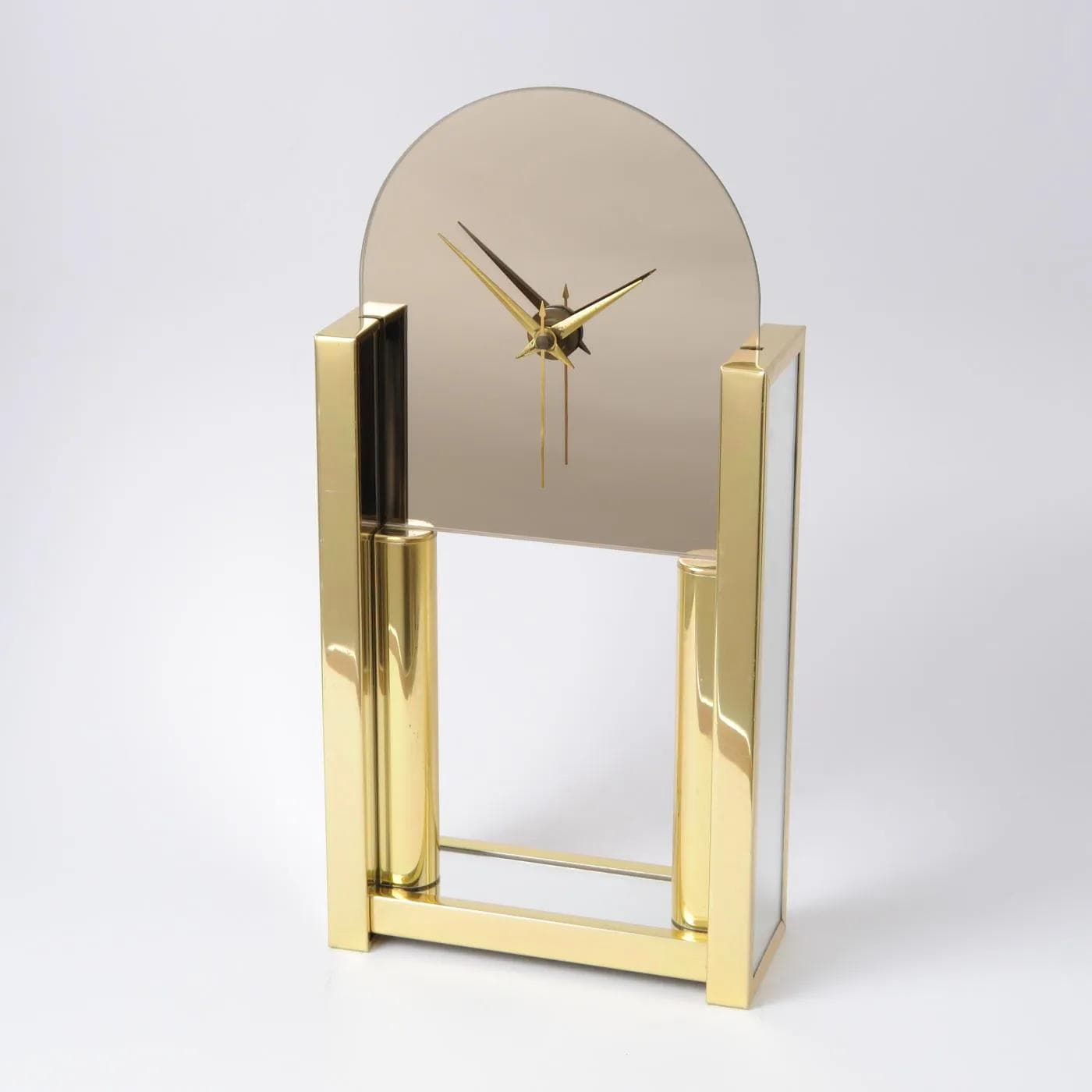 Clock, golden metal, Netherlands, 1980s. - 161430