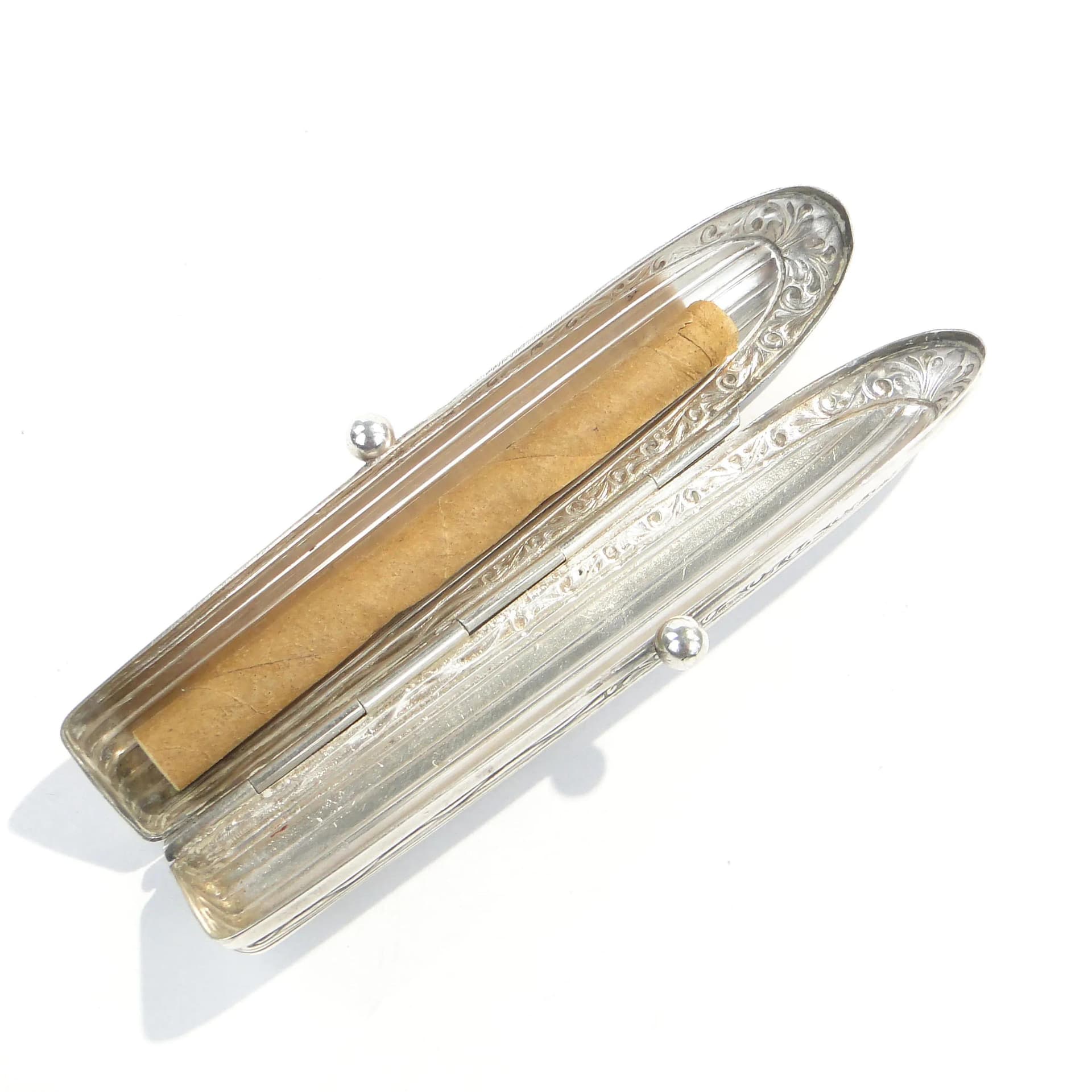 Cigar case, Art Nouveau, silvered brass, Austria, early 20th c. - 163199