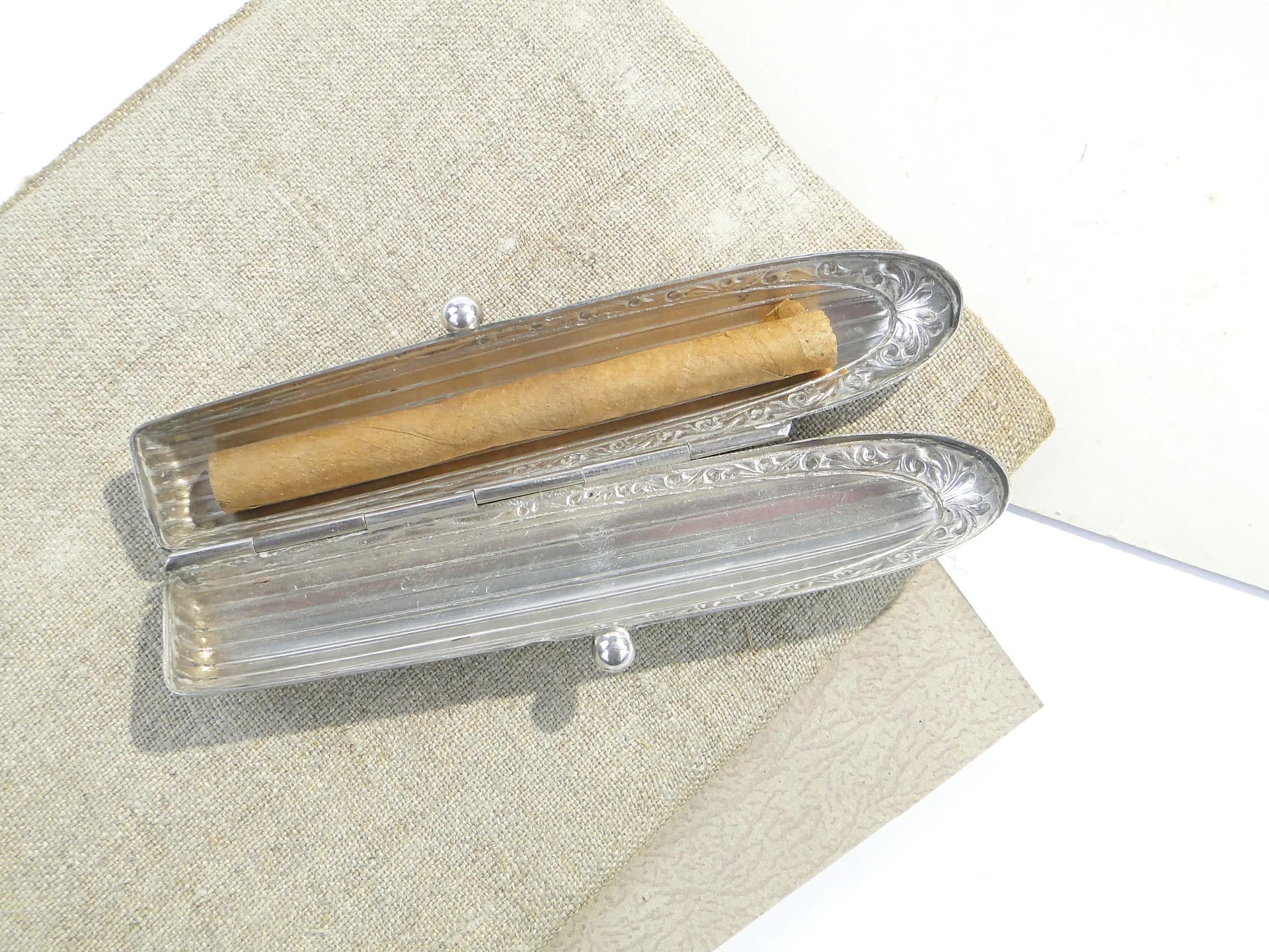 Cigar case, Art Nouveau, silvered brass, Austria, early 20th c. - 163200