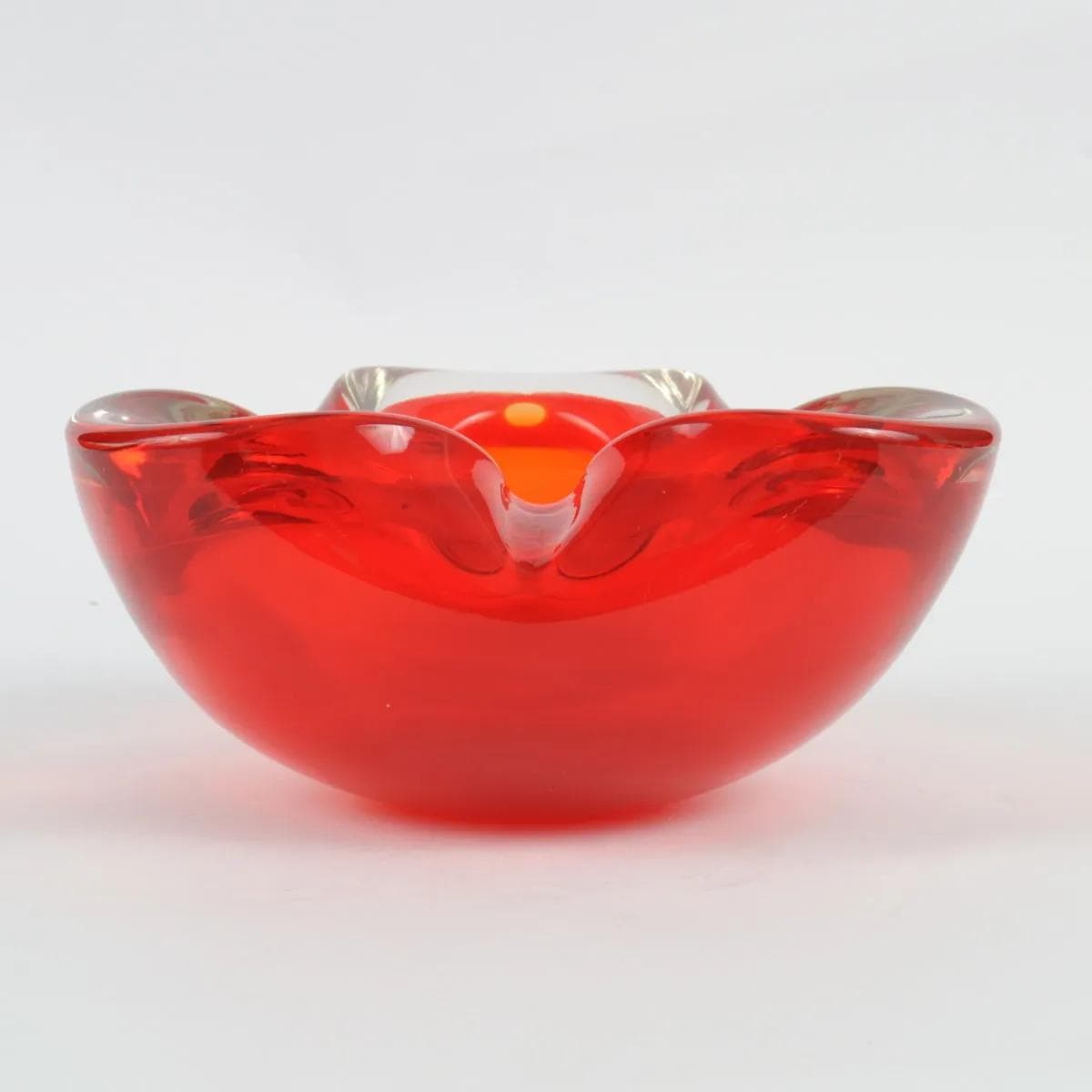 Popielnica Murano, czerwony, szkło, Włochy, lata 60. - 161404