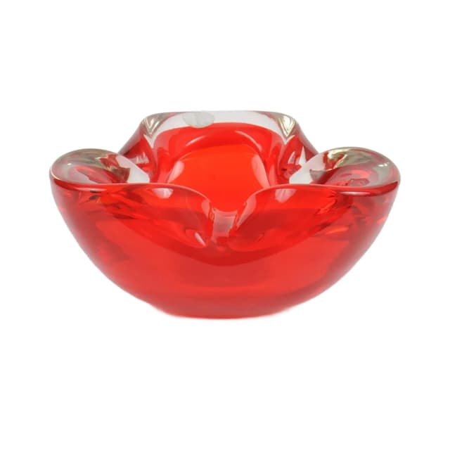Popielnica Murano, czerwony, szkło, Włochy, lata 60. - WYMIARY