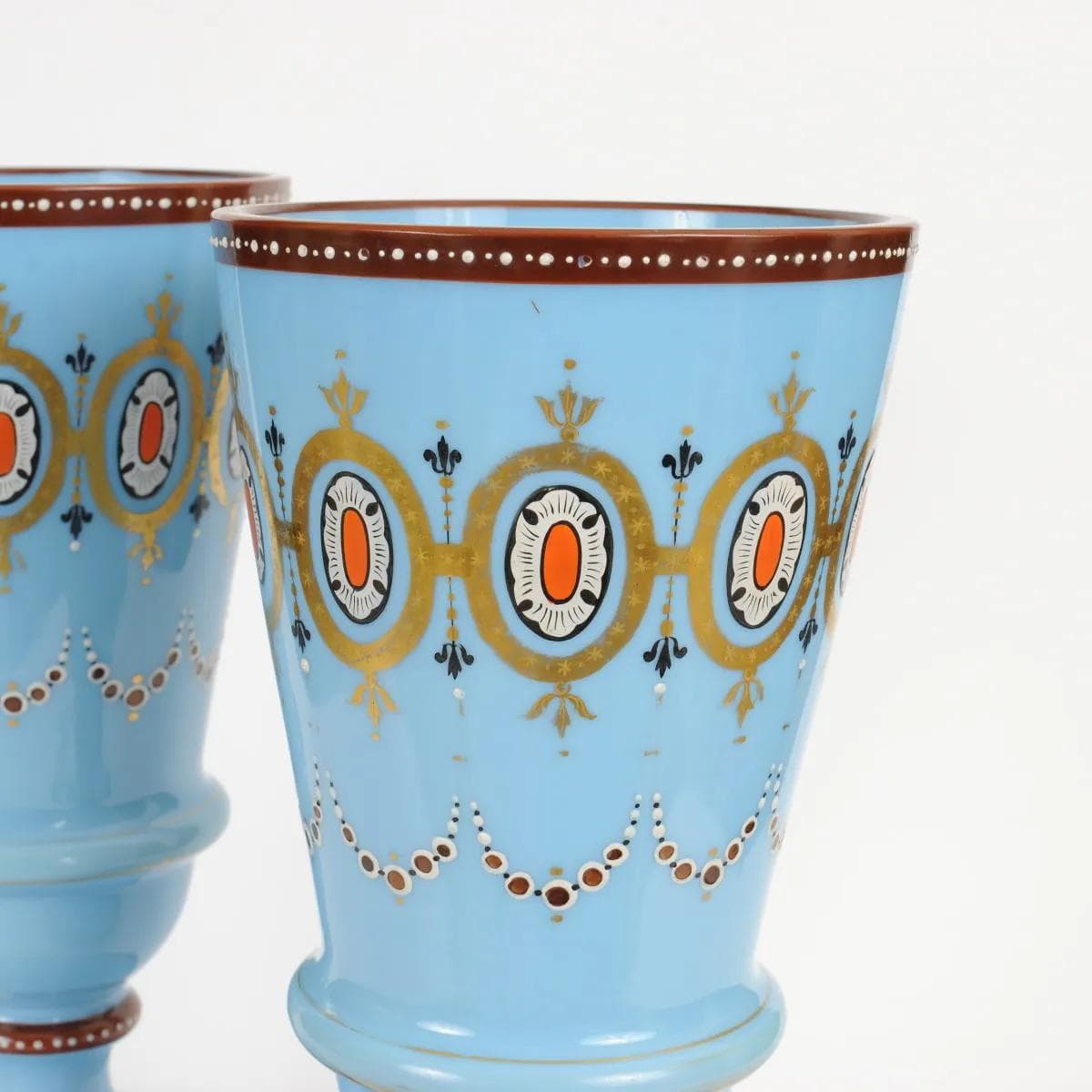 Pair of vases Napoleon III, turquoise glass, France, 19th c. - 161380