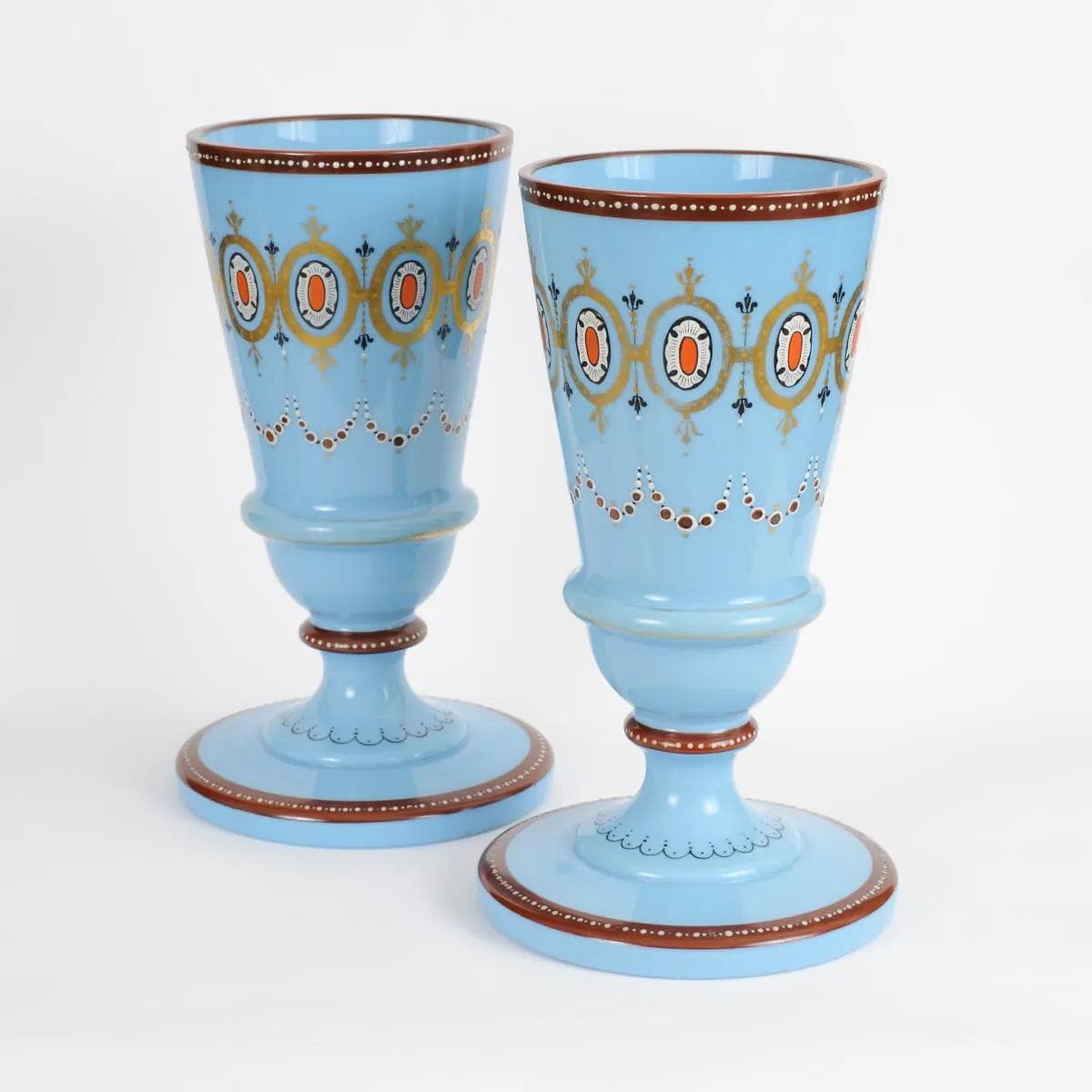 Pair of vases Napoleon III, turquoise glass, France, 19th c. - 161379