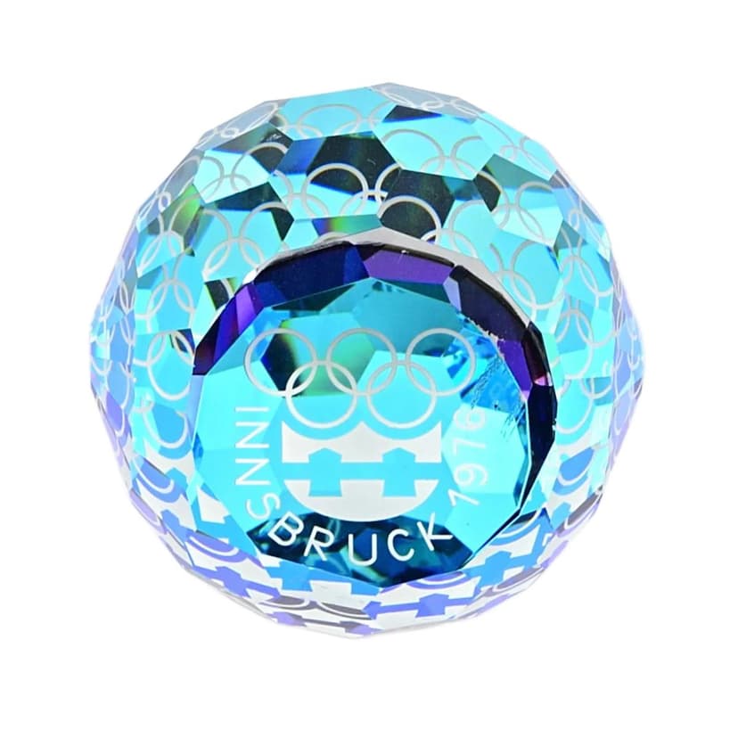 Przycisk do papieru, niebieski, kryształ, Swarovski, Austria, lata 70.