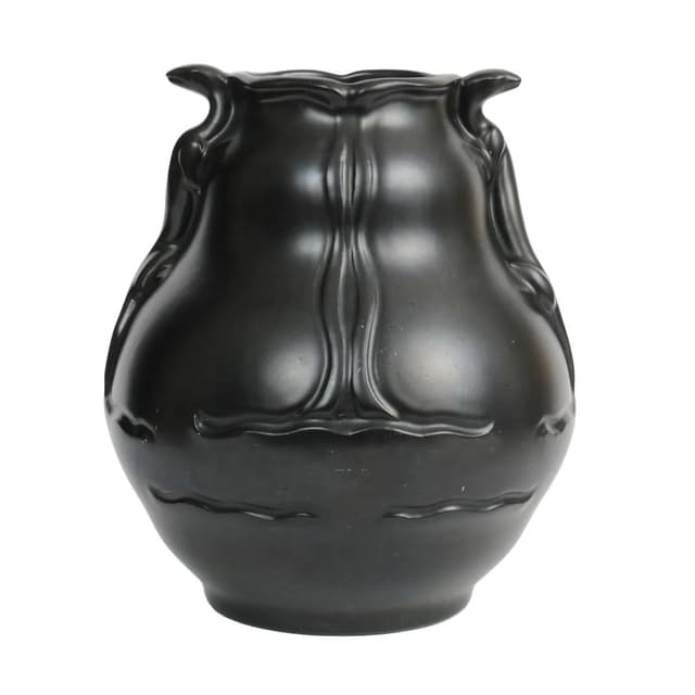 Vase, black porcelain, Netherlands, 1930s. - DIMENSION