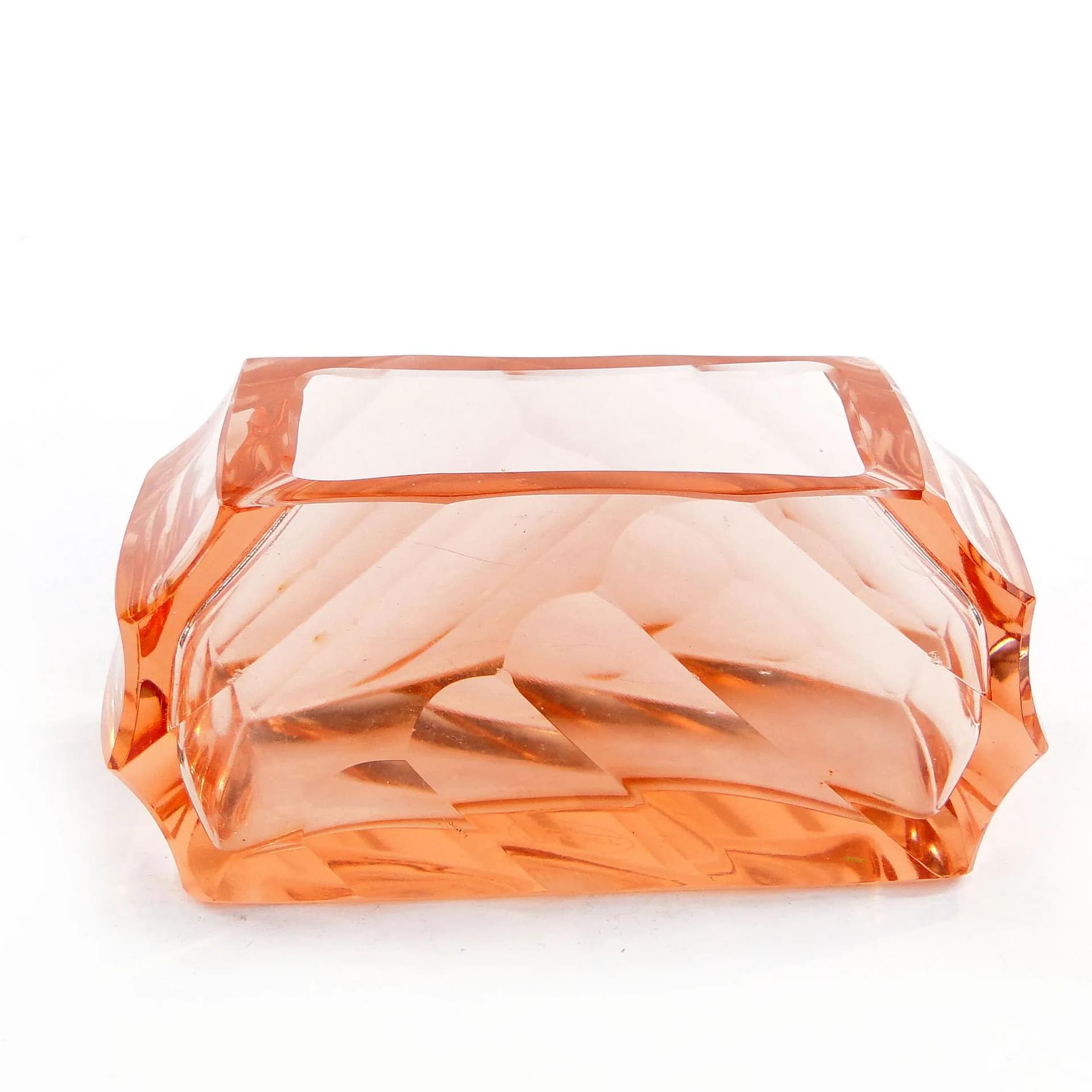 Business Card Holder Art Deco, pink crystal, Moser, Czech Republic, 1930s. - 10591