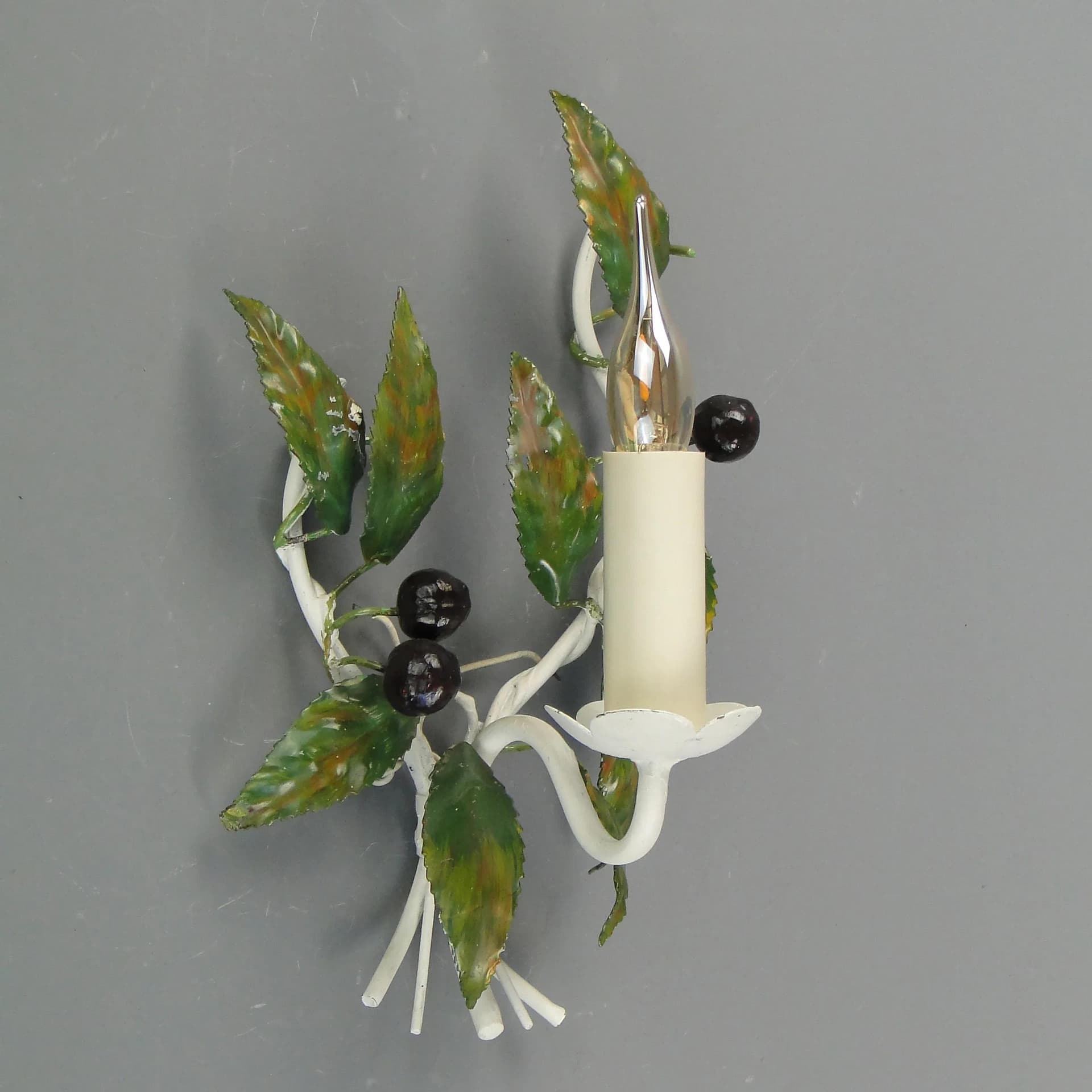 Kinkiet floralny, multikolor, metal polichromowany, Włochy, lata 70. - 163063