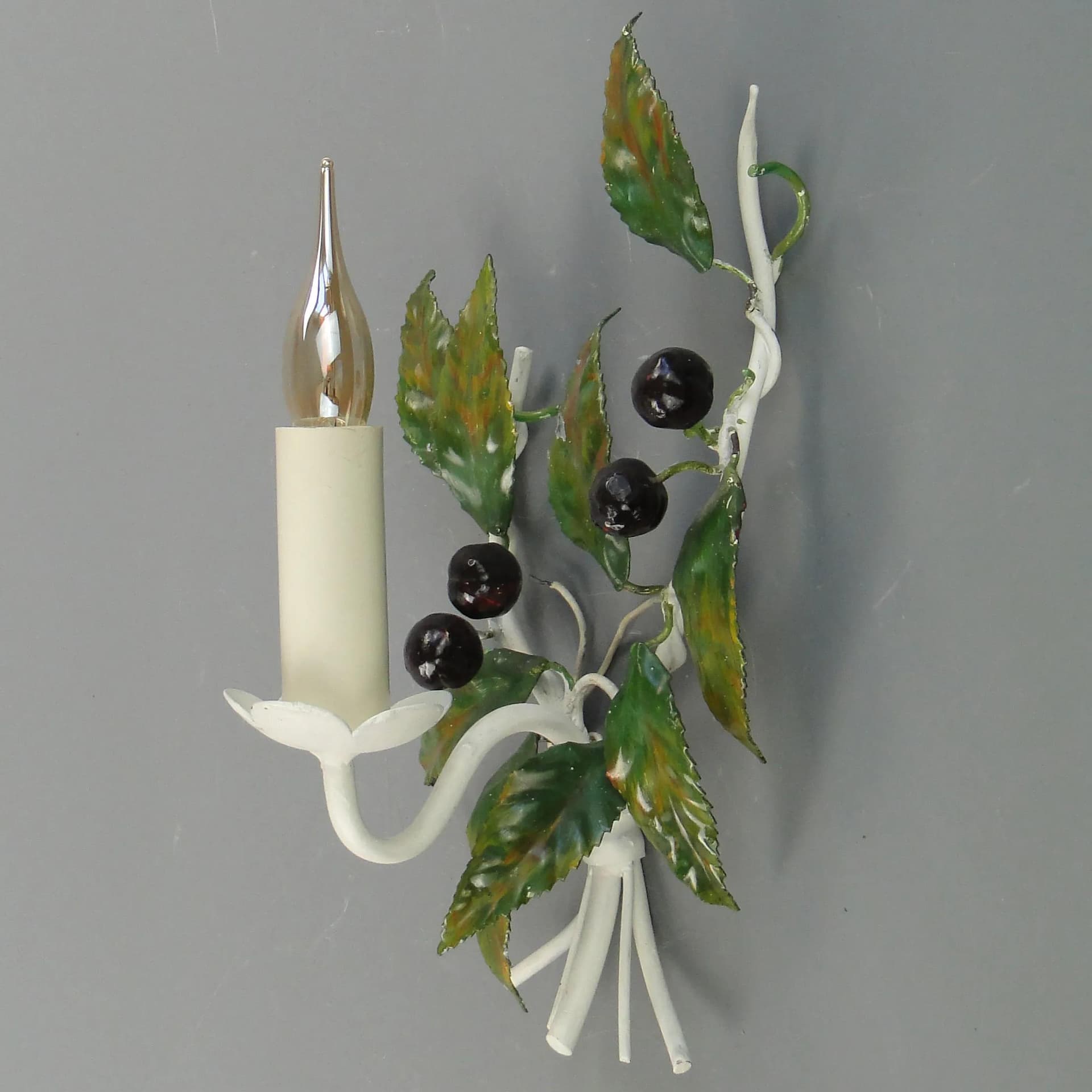 Kinkiet floralny, multikolor, metal polichromowany, Włochy, lata 70. - 163061