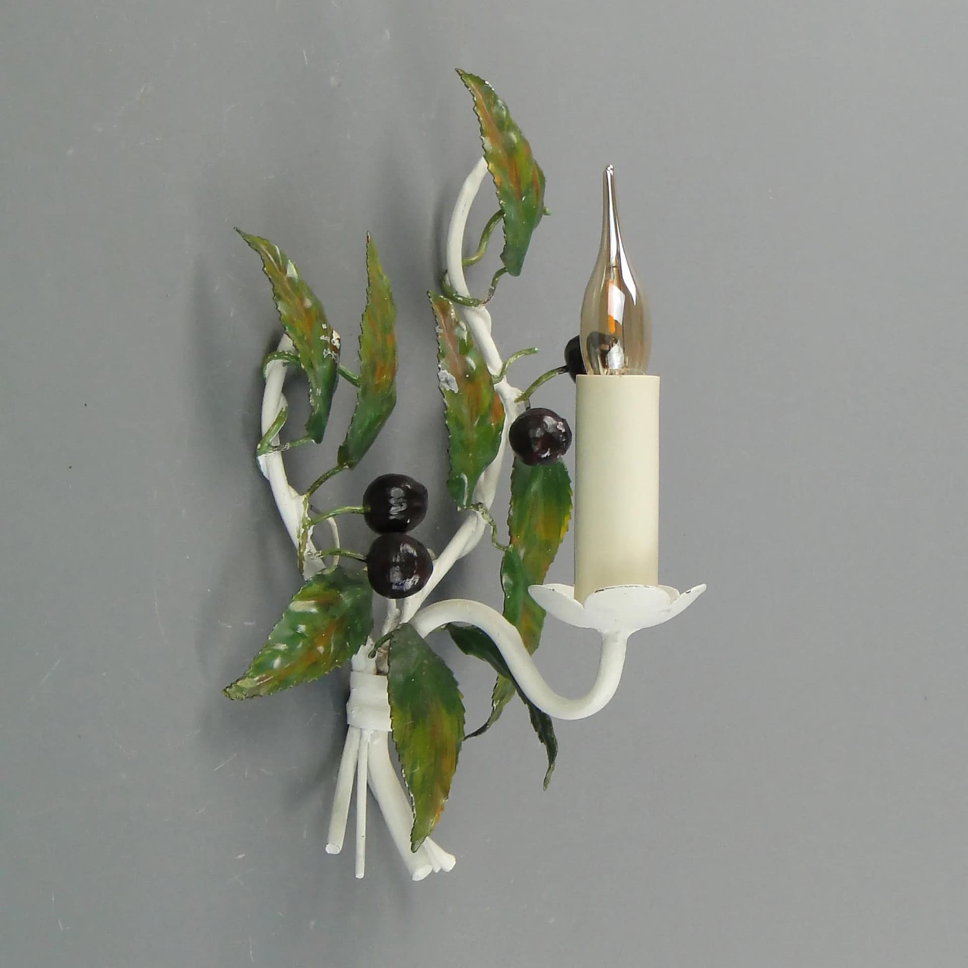 Kinkiet floralny, multikolor, metal polichromowany, Włochy, lata 70. - 163062