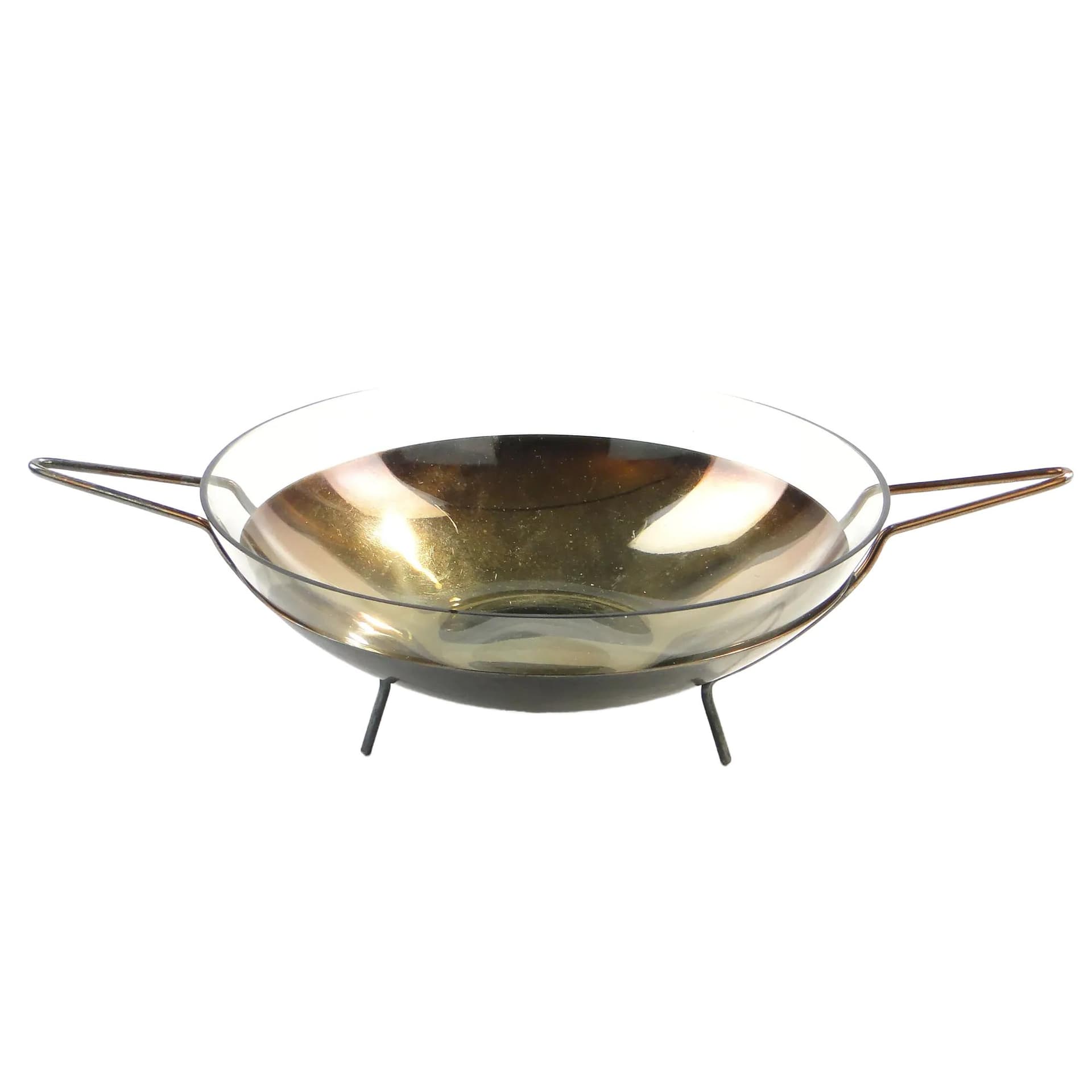 Bowl New Look, transparent glass, metal, 1950s