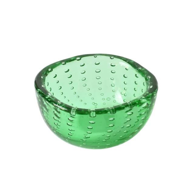 Bowl A Bollicine, green glass, by C. Scarpa, Venini, Italy, 1960s. - DIMENSION