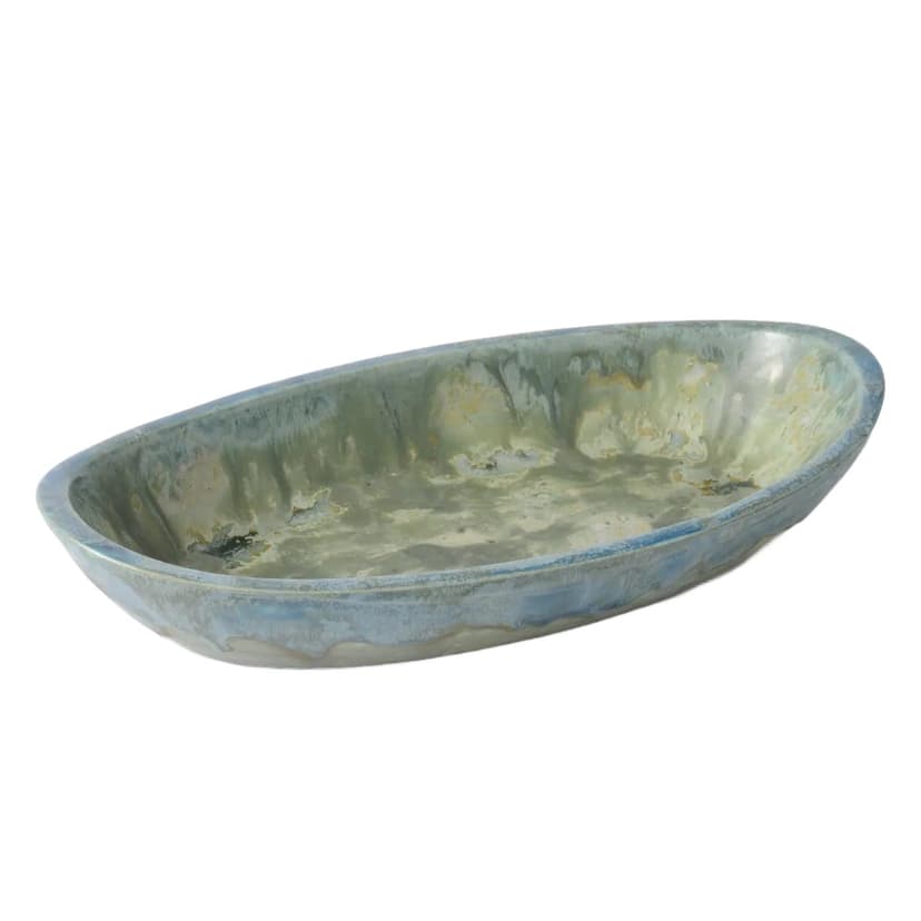 Platter Art Deco, grey ceramic, Belgium, 1920s.