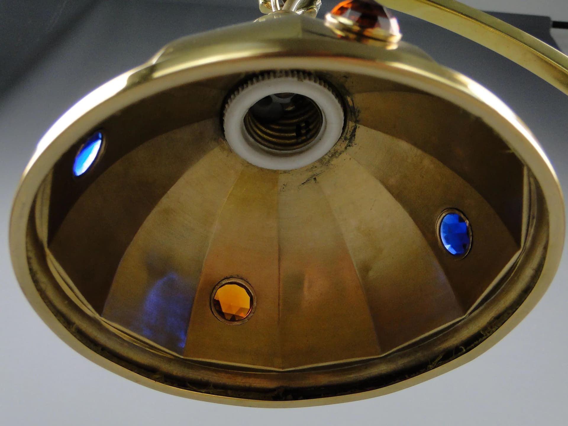 Art Nouveau desk lamp, golden brass, glass, Sweden, early 20th c. - 163021