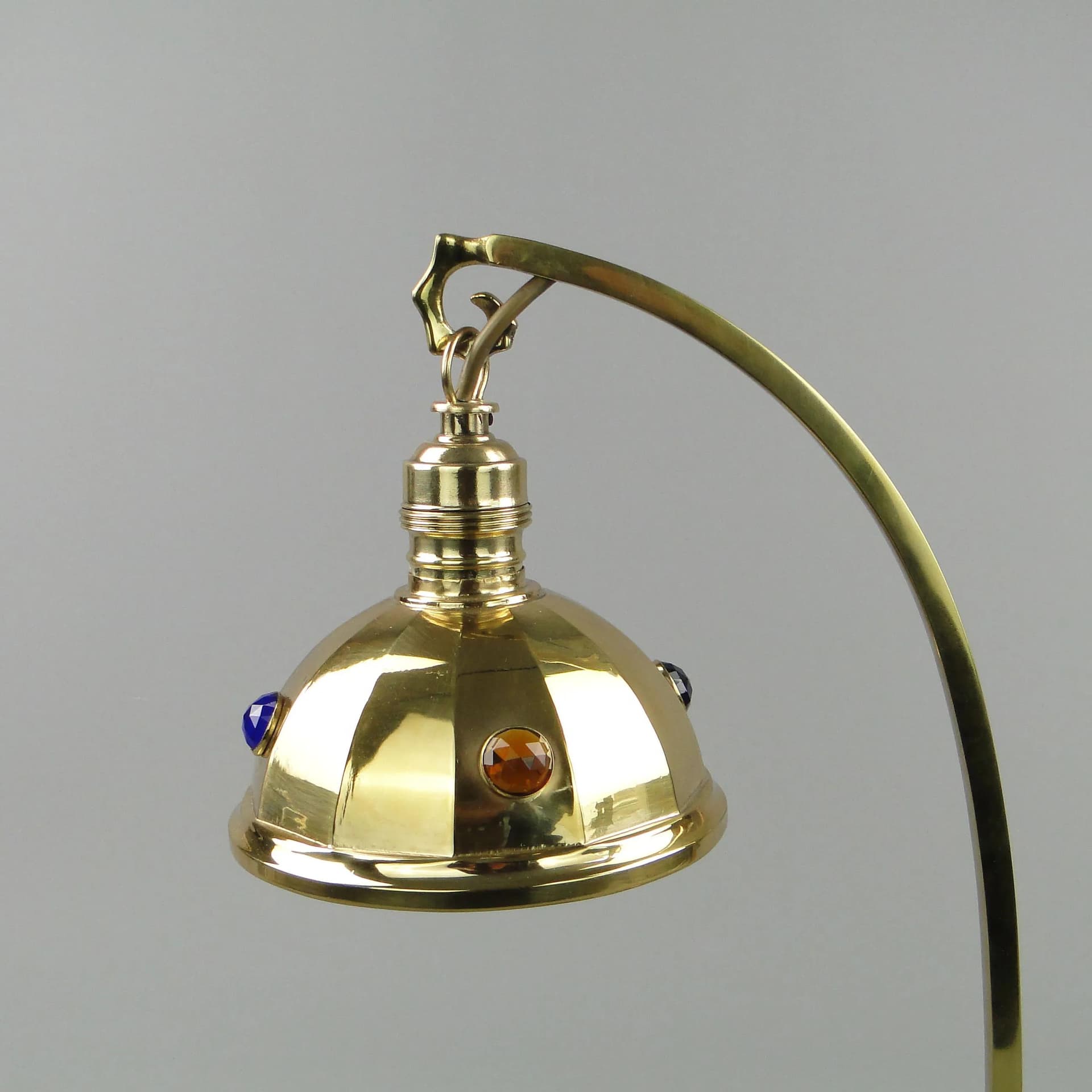 Art Nouveau desk lamp, golden brass, glass, Sweden, early 20th c. - 163016
