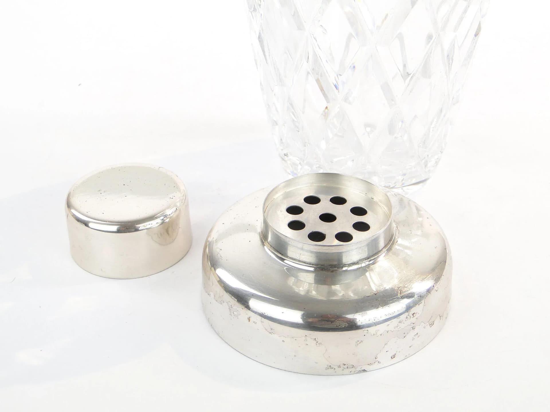 Shaker do drinków Art Deco, kryształ transparentny, platerowany metal, WMF, Niemcy, lata 50. - 10577