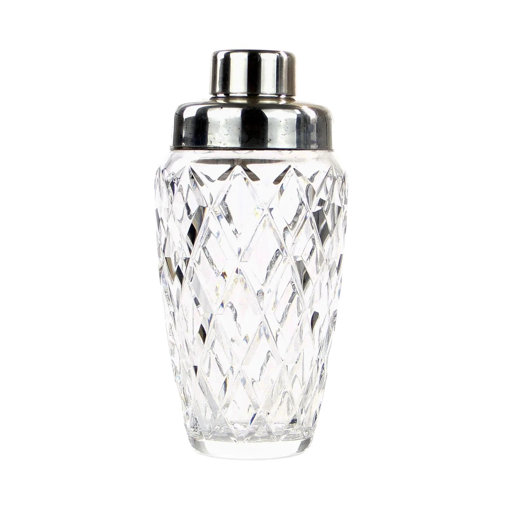 Shaker do drinków Art Deco, kryształ transparentny, platerowany metal, WMF, Niemcy, lata 50.