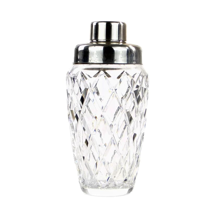 Shaker do drinków Art Deco, kryształ transparentny, platerowany metal, WMF, Niemcy, lata 50.