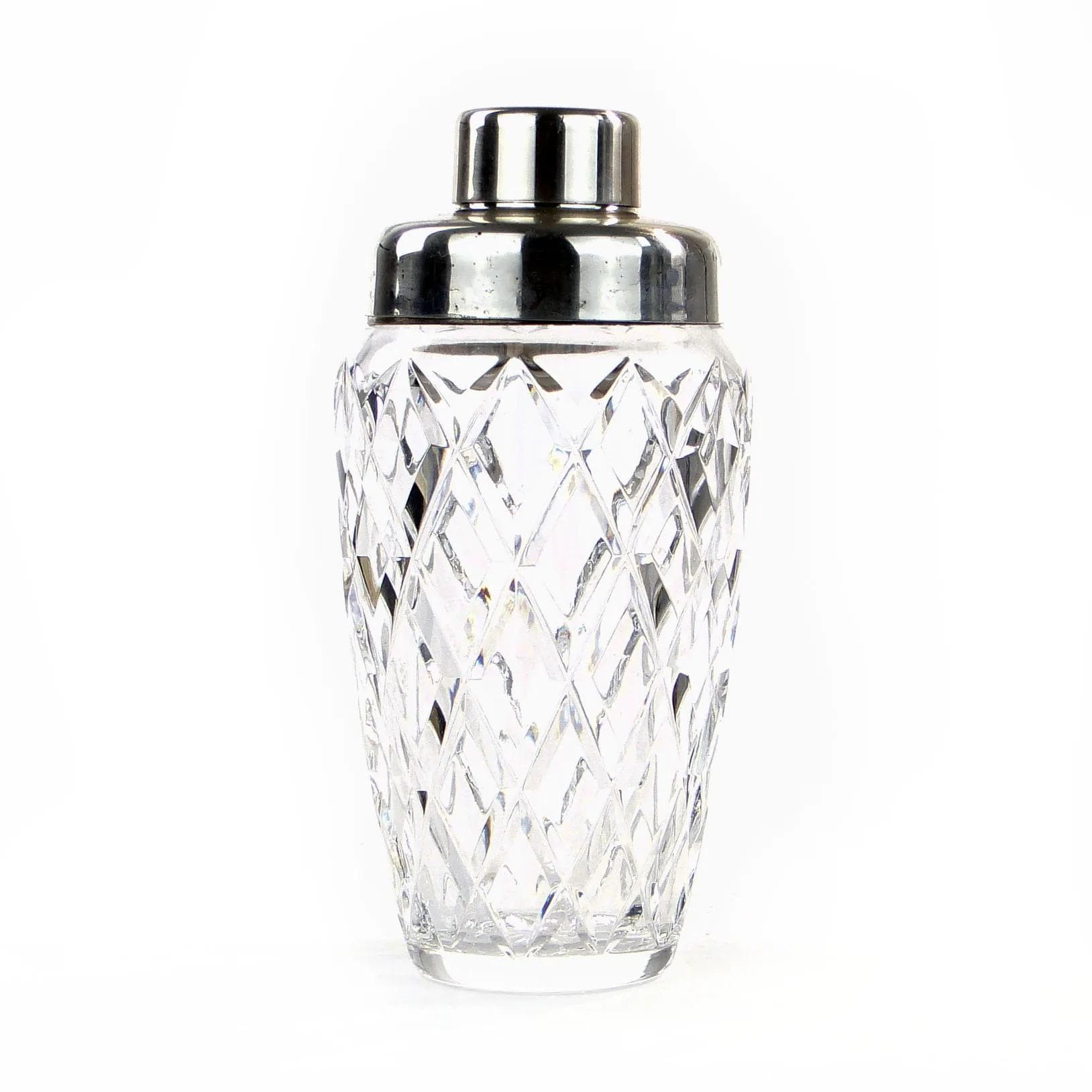 Shaker do drinków Art Deco, kryształ transparentny, platerowany metal, WMF, Niemcy, lata 50. - 10574